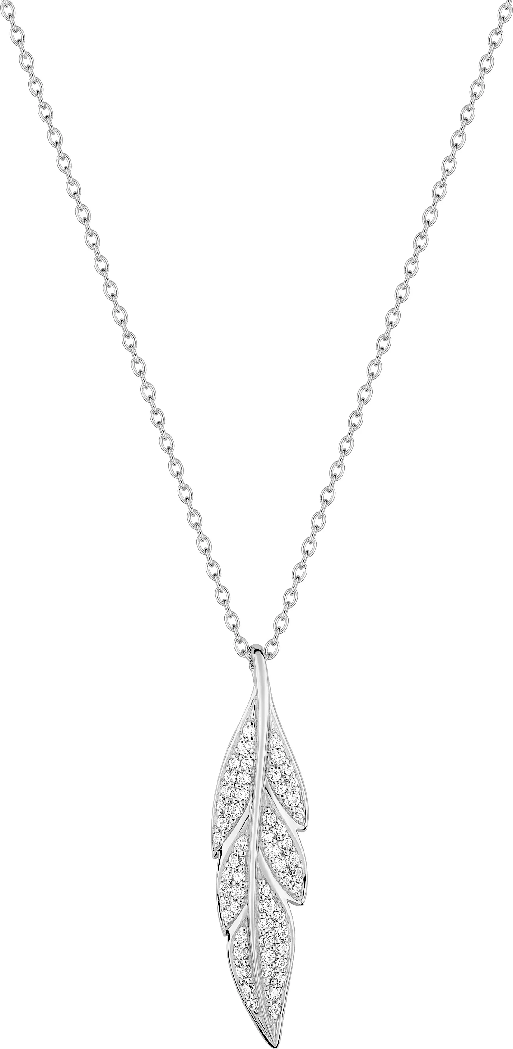 Collier Argent Genovefa Zirconium Plume - Collier en Argent 925