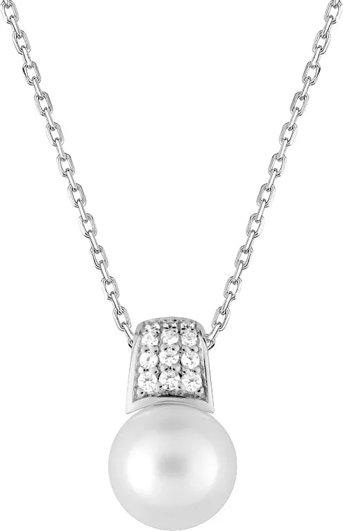 Collier Argent Georgete Zirconium Perles d'imitation - Collier en Argent 925