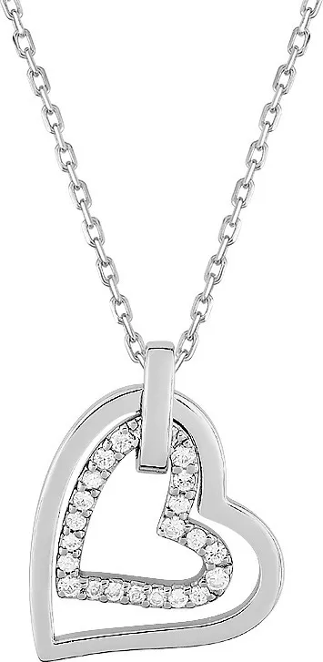 Collier Argent Genevevieve Zirconium Coeur - Collier en Argent 925