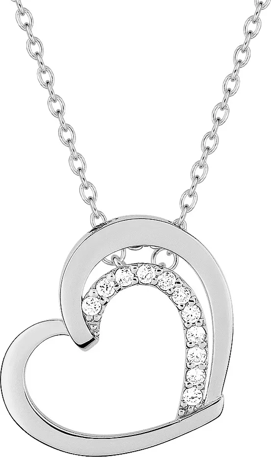 Collier Argent Berthaline Zirconium Coeur - Collier en Argent 925