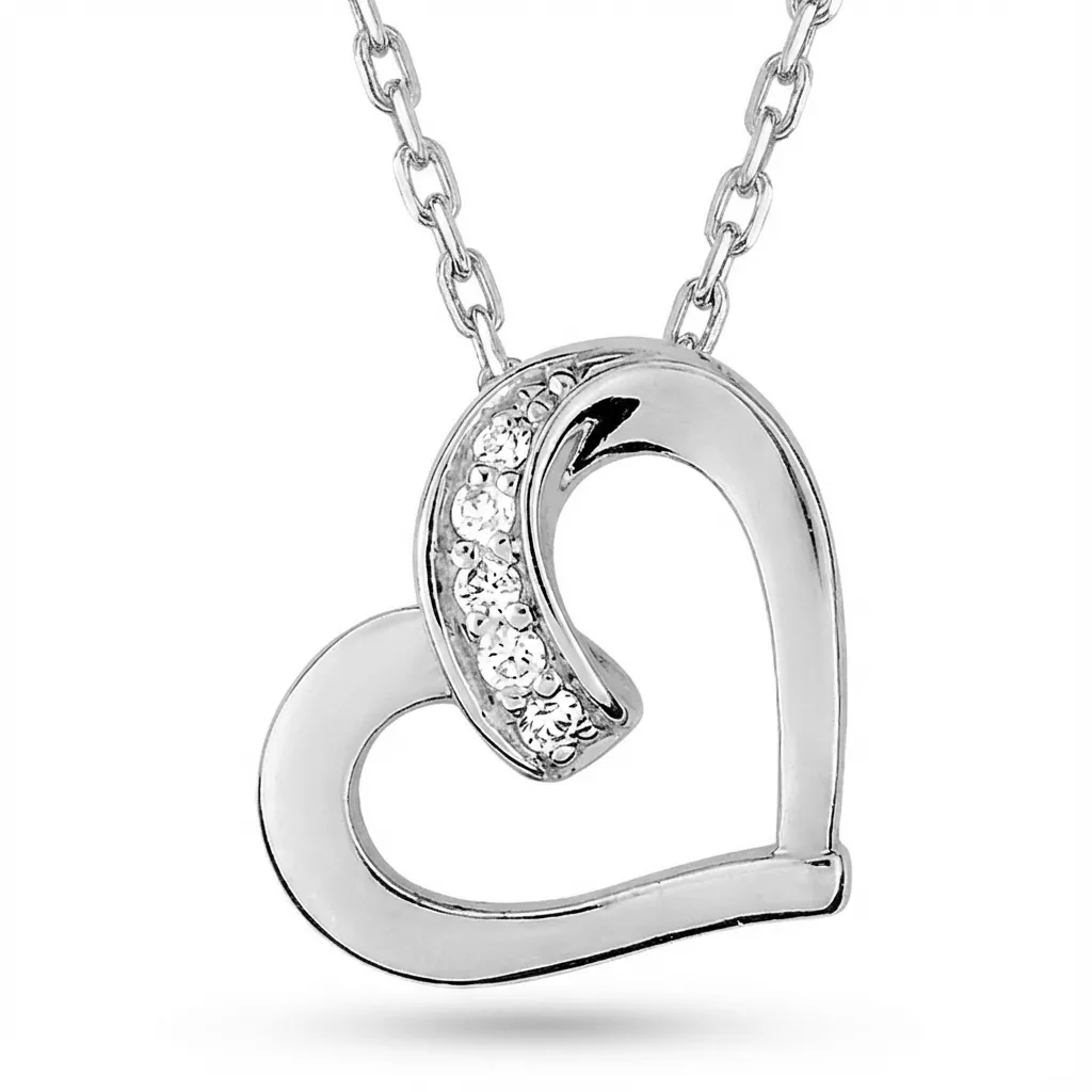Collier Argent Guzalia Zirconium Coeur - Collier en Argent 925
