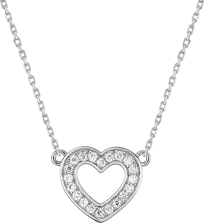 Collier Argent Njara Zirconium Coeur - Collier en Argent 925