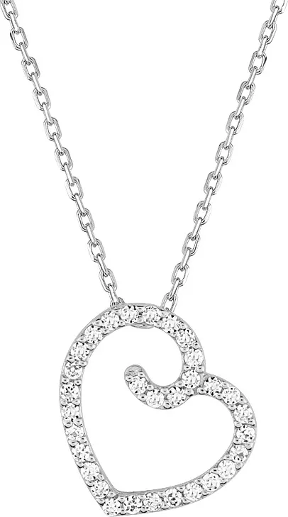 Collier Argent Eleasha Zirconium Coeur - Collier en Argent 925