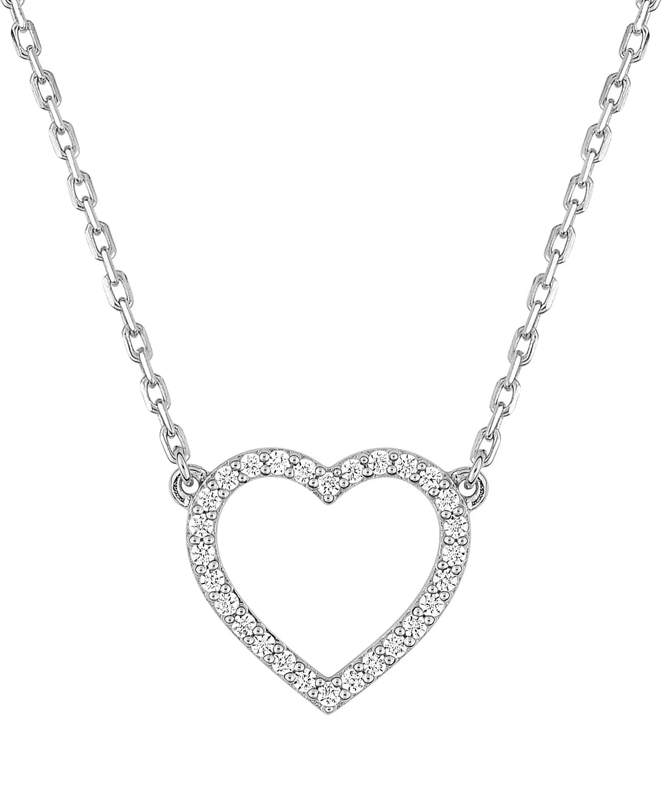 Collier Argent Ewazie Zirconium Coeur - Collier en Argent 925