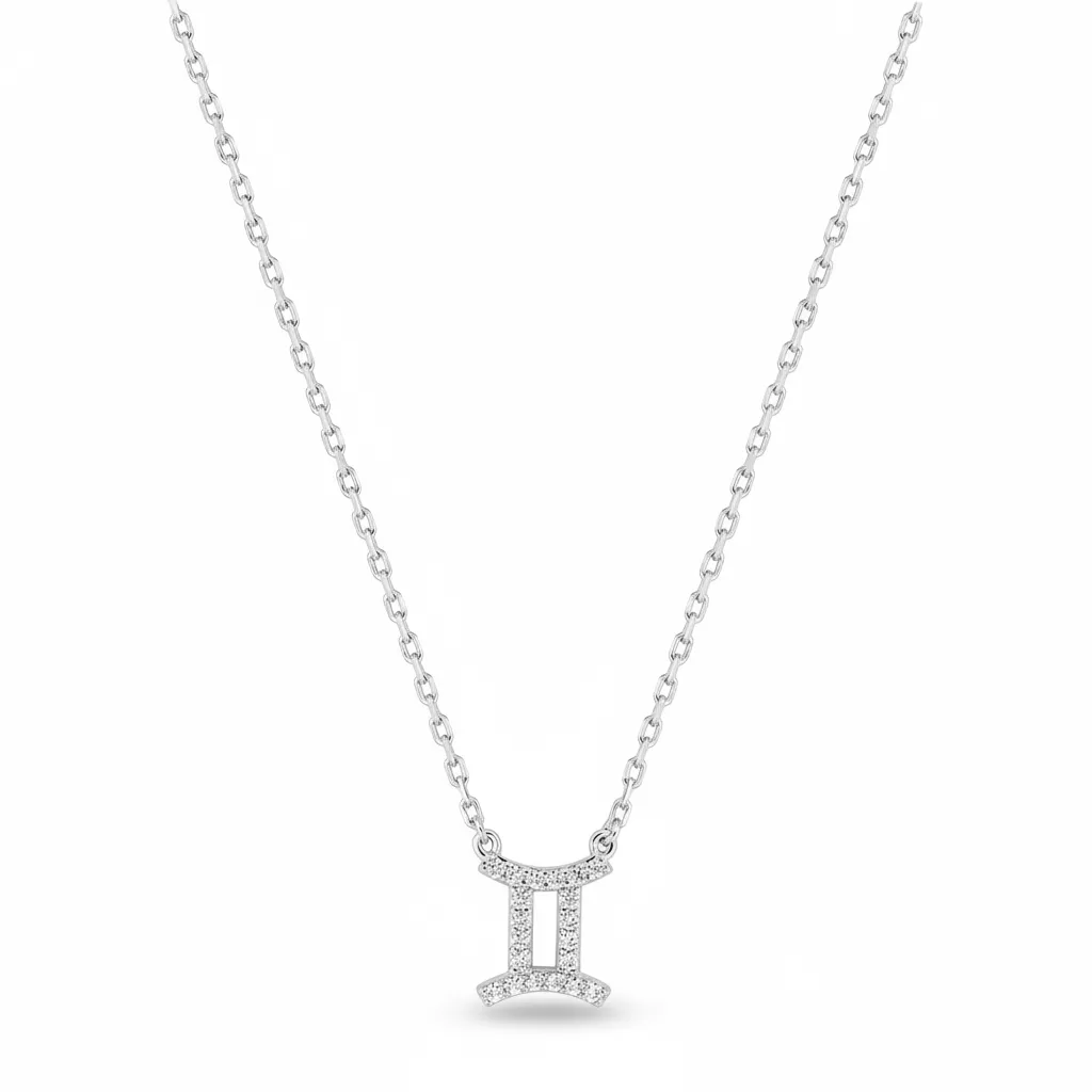 Collier Argent Maroufia Zirconium Gémeaux - Collier en Argent 925 - Bijoux en Vogue