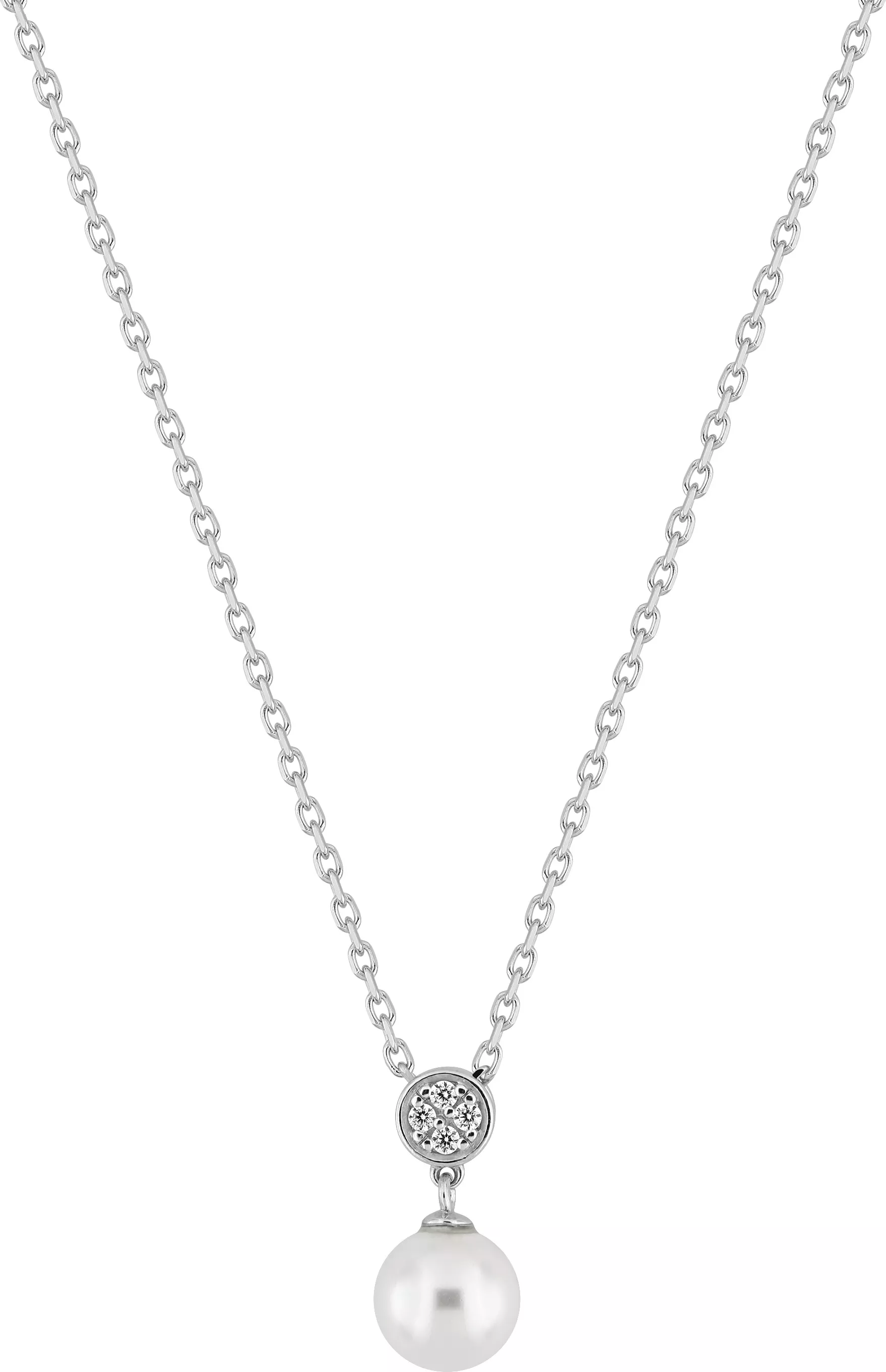 Collier Argent Onnelia Zirconium Perles d'imitation - Collier en Argent 925