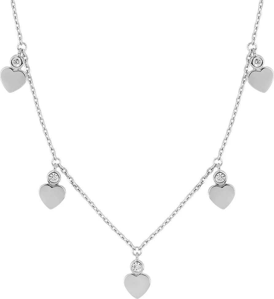 Collier Argent Cinddie Zirconium Pampille Coeur - Collier en Argent 925