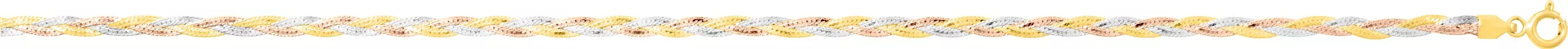 Collier Or Jaune Blanc et Rose tressée - Collier en Or 375 9k - Bijoux en Vogue
