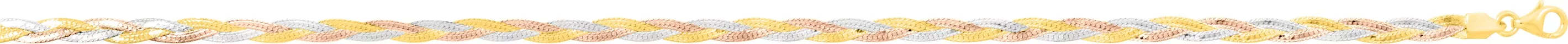 Collier Or Jaune Blanc et Rose tressée - Collier en Or 375 9k - Bijoux en Vogue