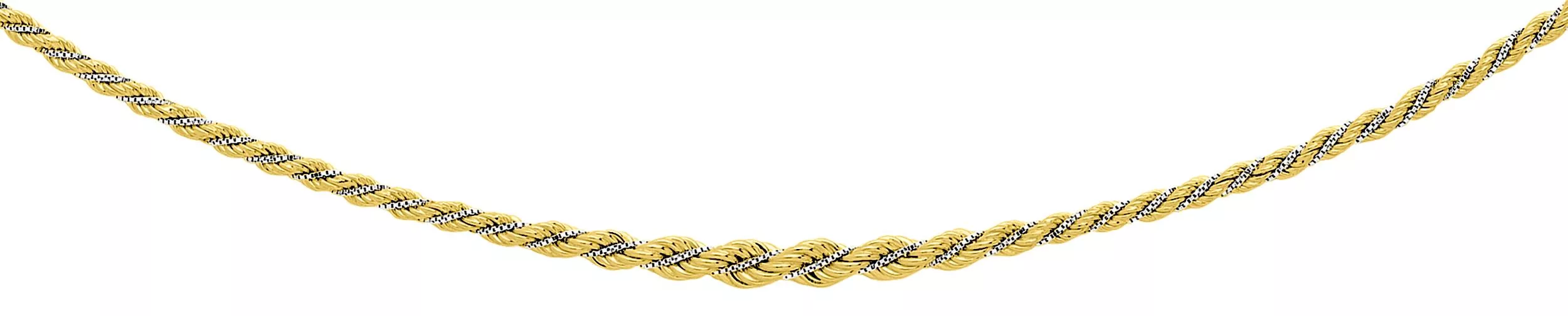 Collier Or Jaune et Blanc corde - Collier en Or 750 18k - Bijoux en Vogue