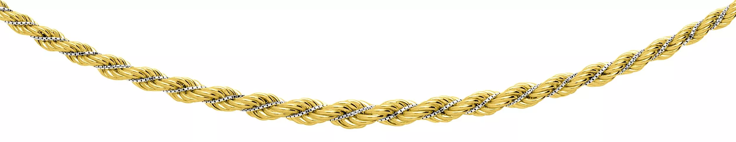 Collier Or Jaune et Blanc corde - Collier en Or 750 18k - Bijoux en Vogue