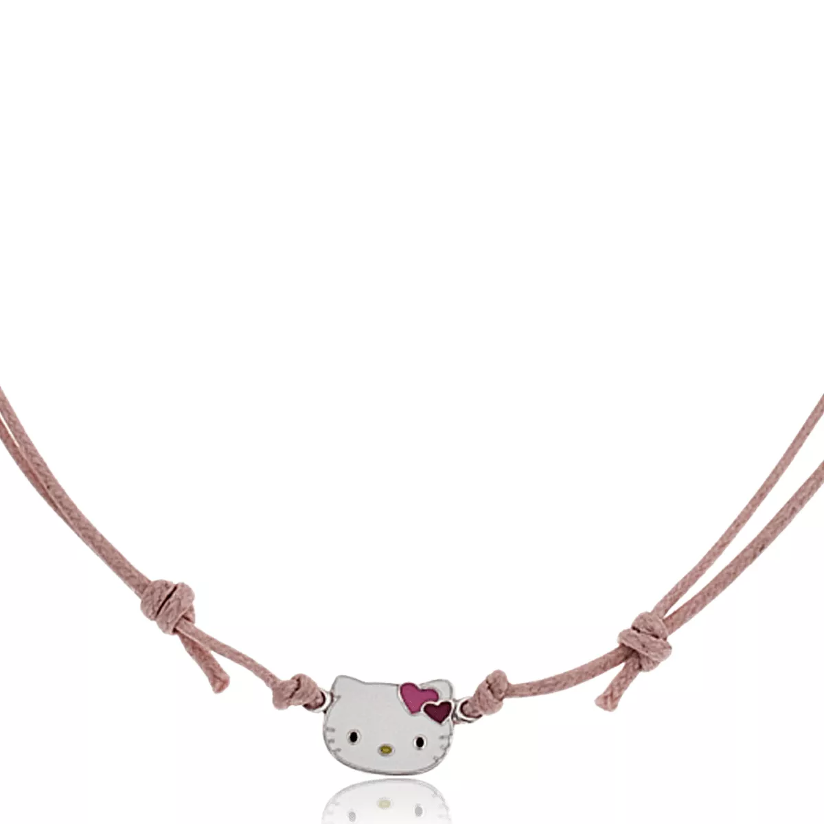 Collier argent et cordon coton Kitty rose Grina Nanor Style cordon - Collier en Argent 925 - Bijoux en Vogue