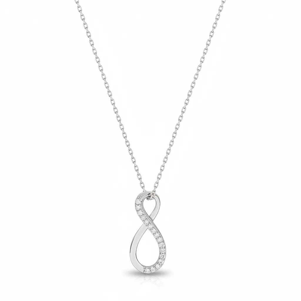 Collier Or Blanc Isaltima Diamant Infini - Collier en Or 375 9k - Bijoux en Vogue