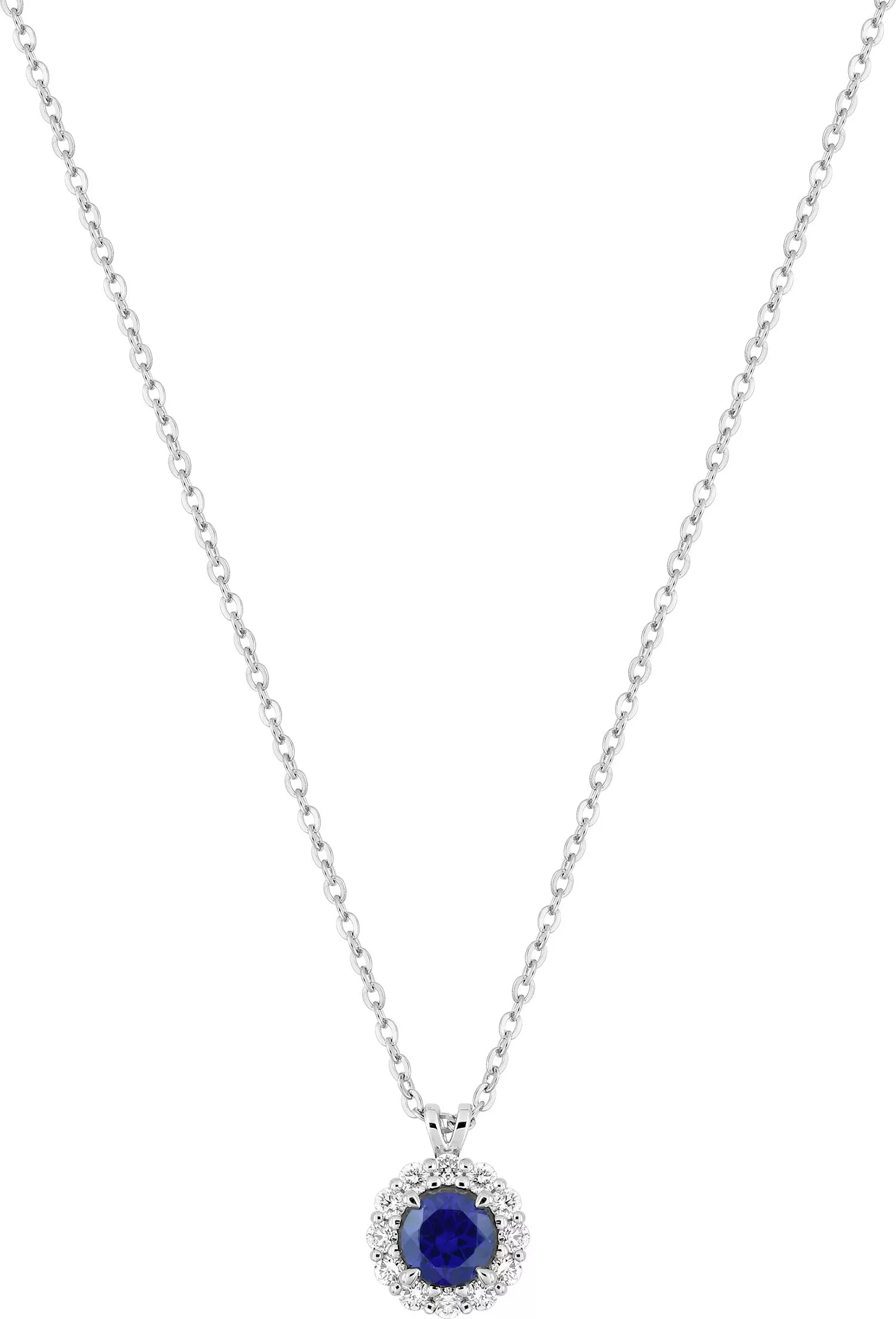 Collier Or Blanc Elikia Diamant Saphir - Collier en Or 375 9k - Bijoux en Vogue