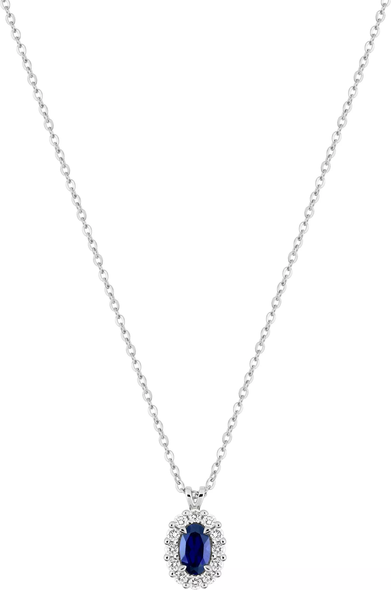 Collier Or Blanc Afma Diamant Saphir - Collier en Or 375 9k - Bijoux en Vogue