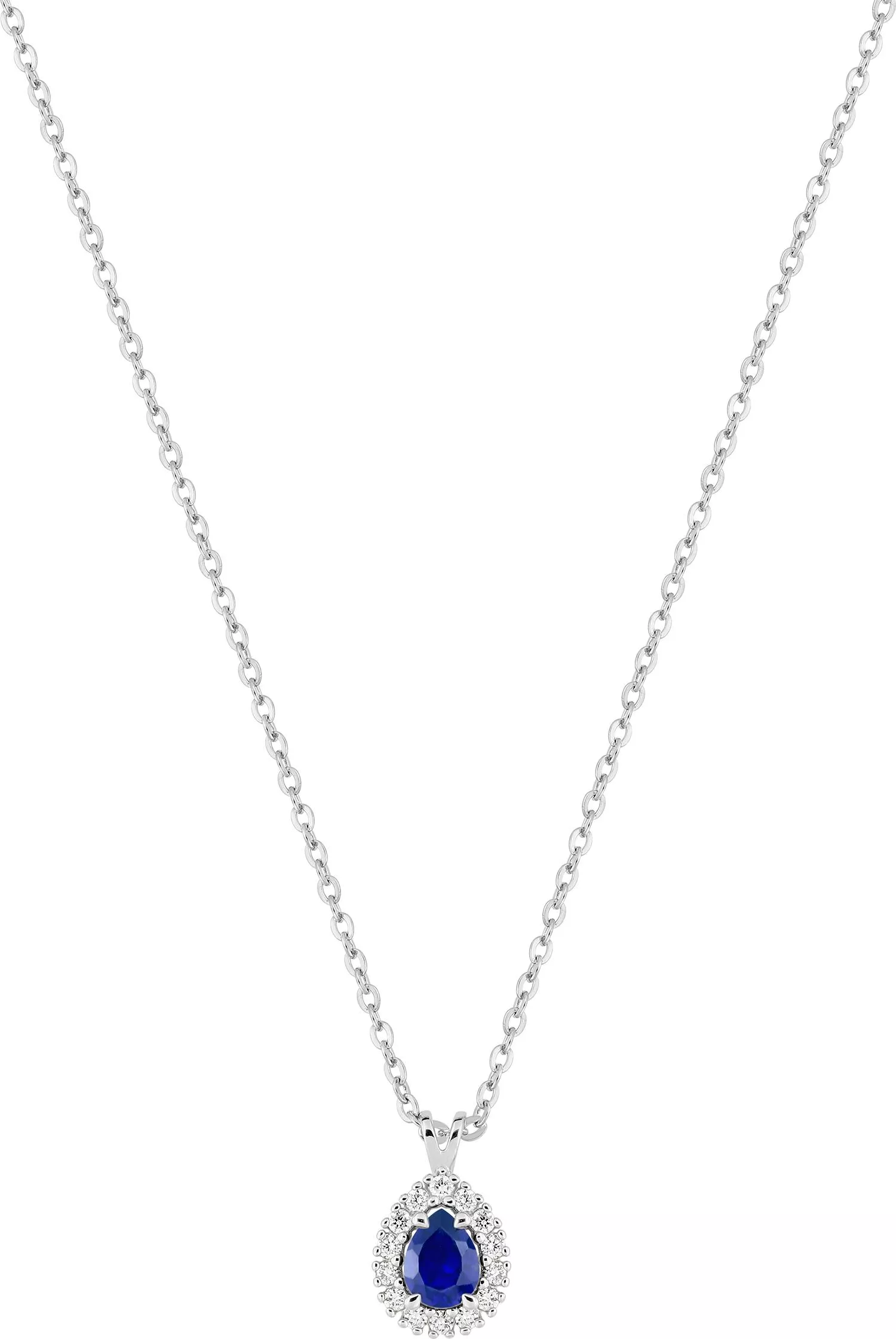 Collier Or Blanc Bindu Diamant Saphir - Collier en Or 375 9k - Bijoux en Vogue