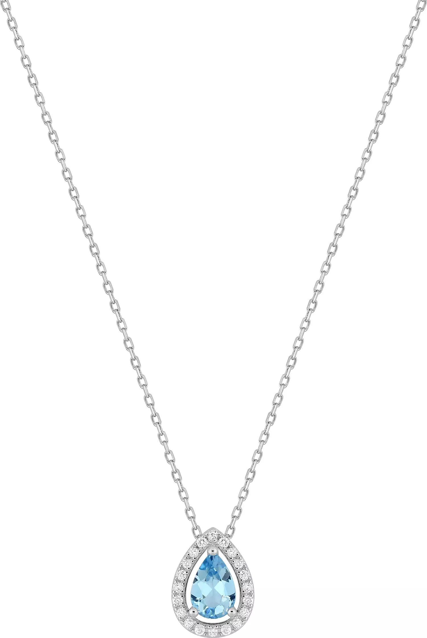 Collier Or Blanc Kabera bleu Diamant Topaze - Collier en Or 375 9k - Bijoux en Vogue
