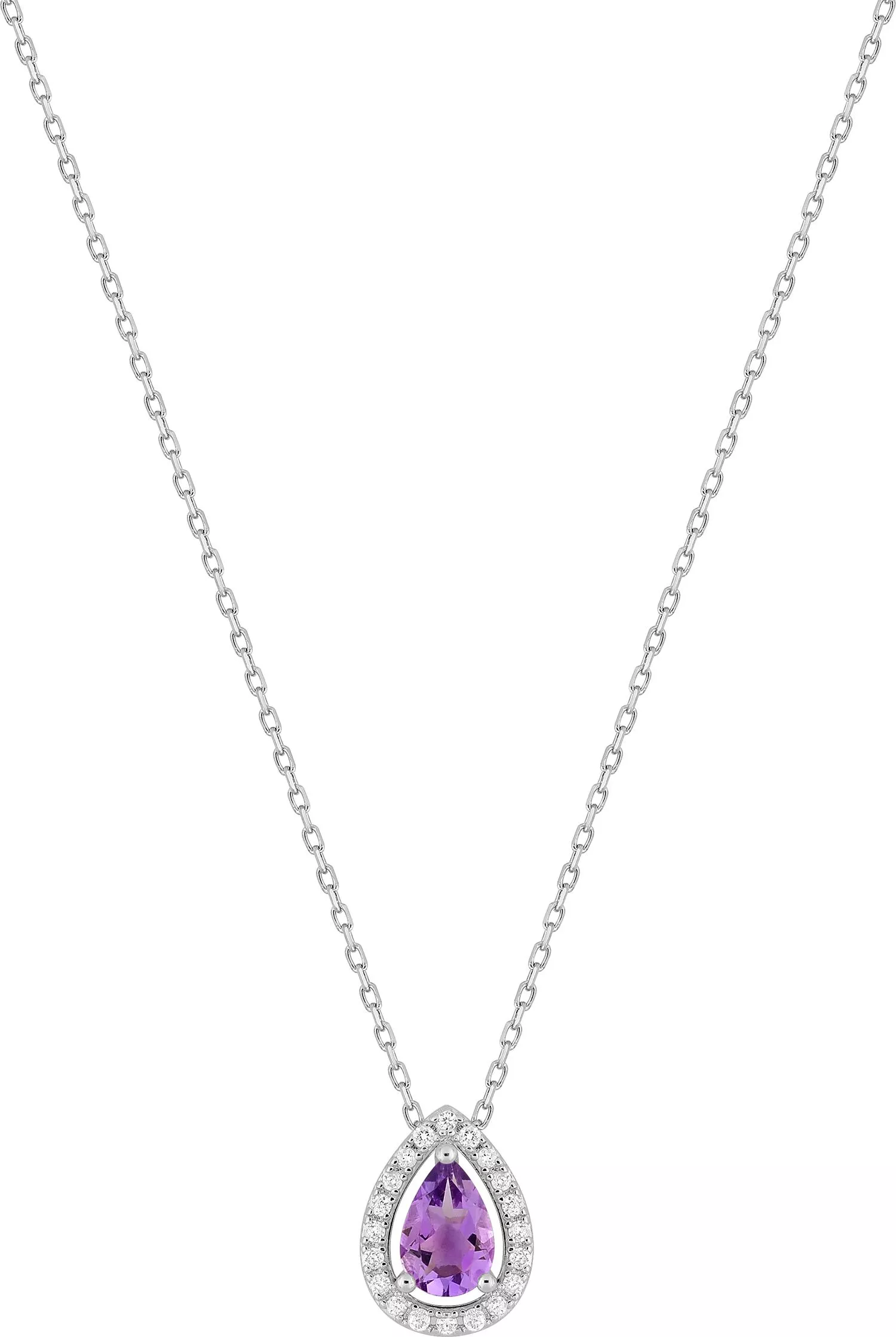 Collier Or Blanc Myryane Diamant Améthyste - Collier en Or 375 9k - Bijoux en Vogue
