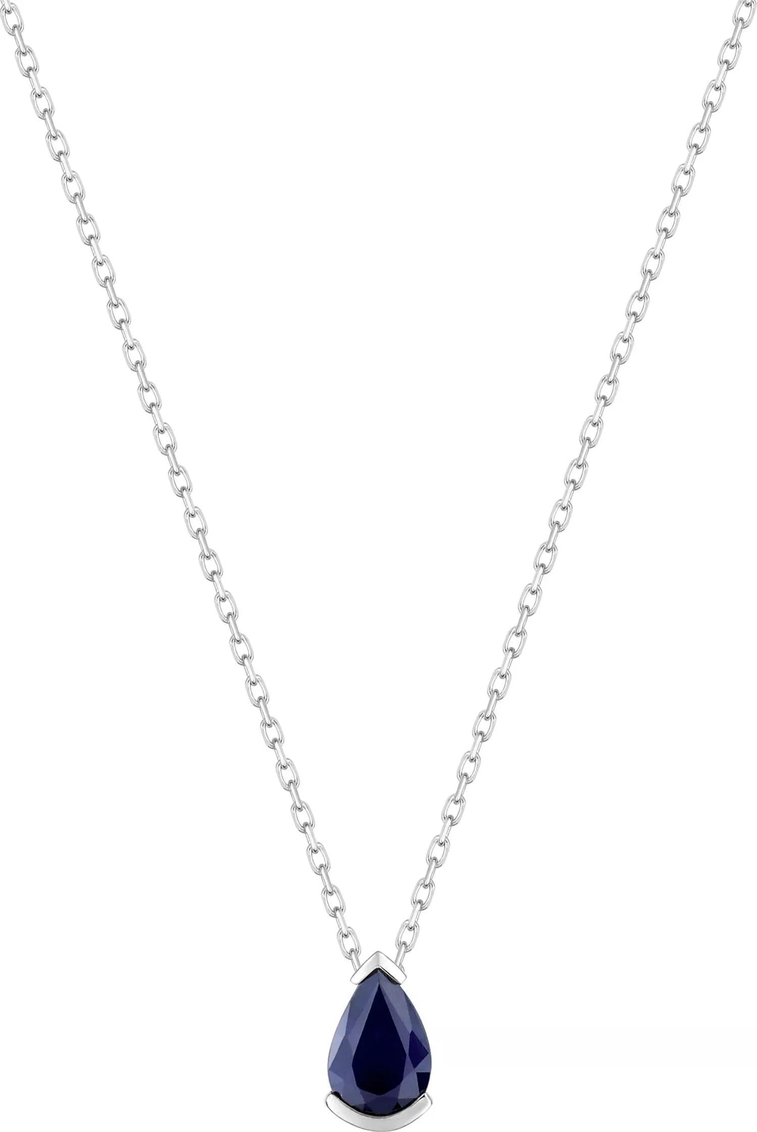 Collier Or Blanc Lisabelle Saphir - Collier en Or 375 9k - Bijoux en Vogue
