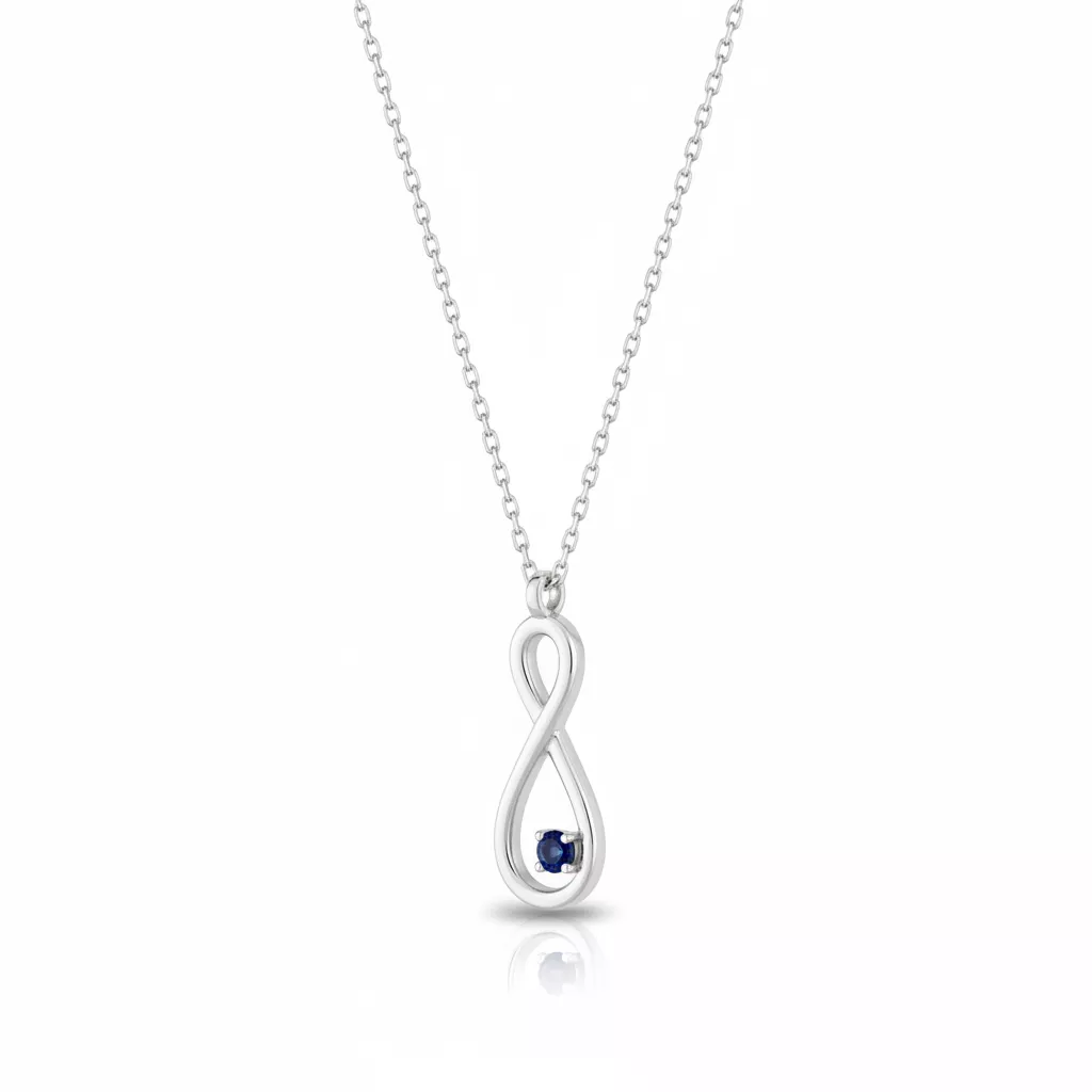 Collier Or Blanc Lahoussaine Saphir Infini - Collier en Or 375 9k - Bijoux en Vogue