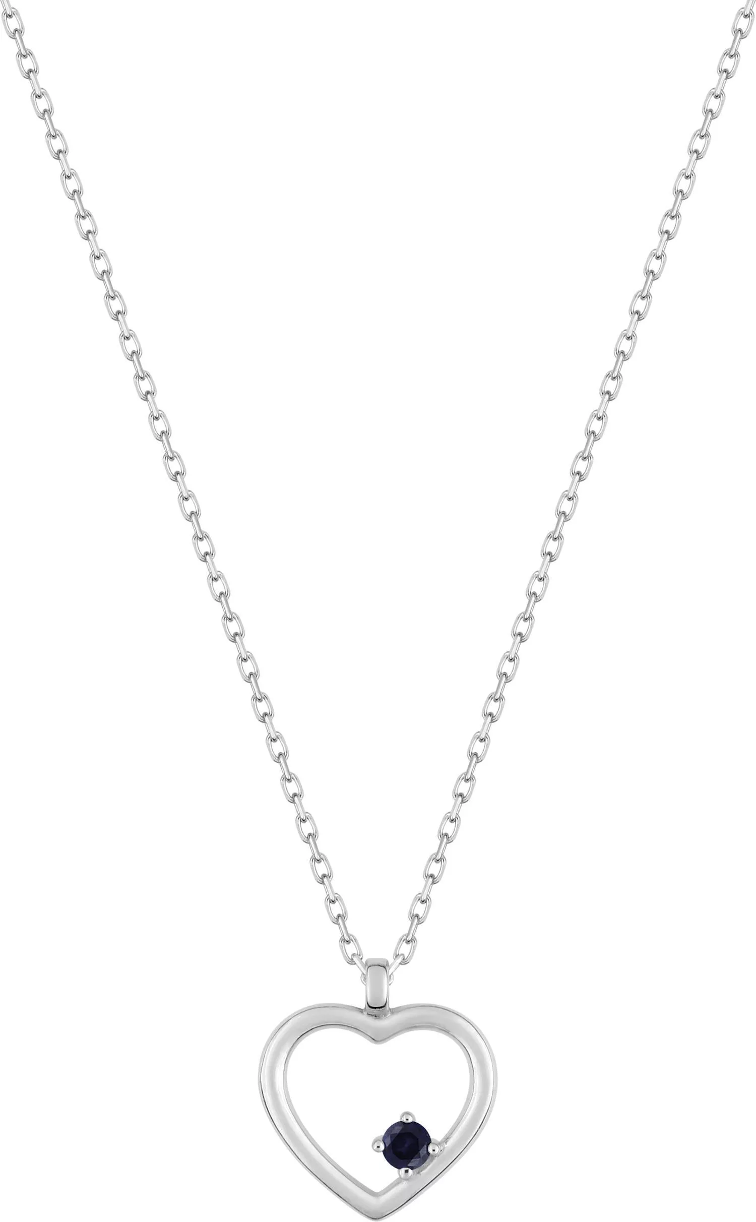 Collier Or Blanc Saphir Rhamine Coeur - Collier en Or 375 9k - Bijoux en Vogue