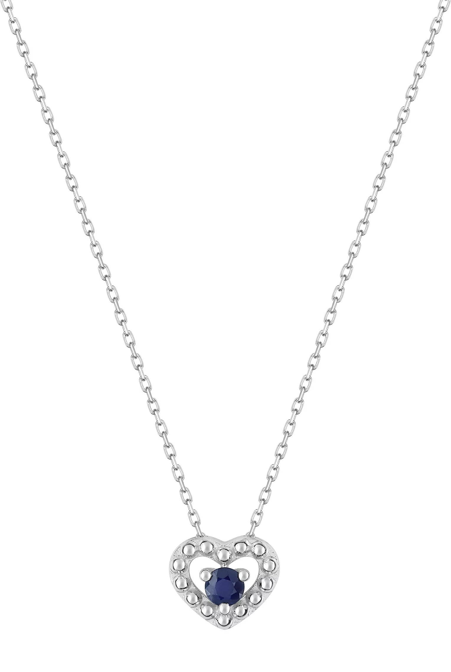Collier Or Blanc Saphir Sakdina Coeur - Collier en Or 375 9k - Bijoux en Vogue