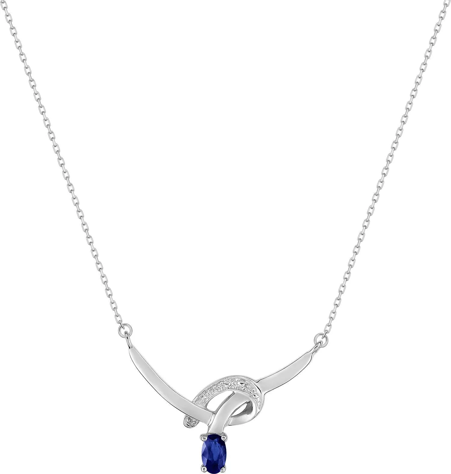 Collier Or Blanc Sangwanida Saphir - Collier en Or 375 9k - Bijoux en Vogue
