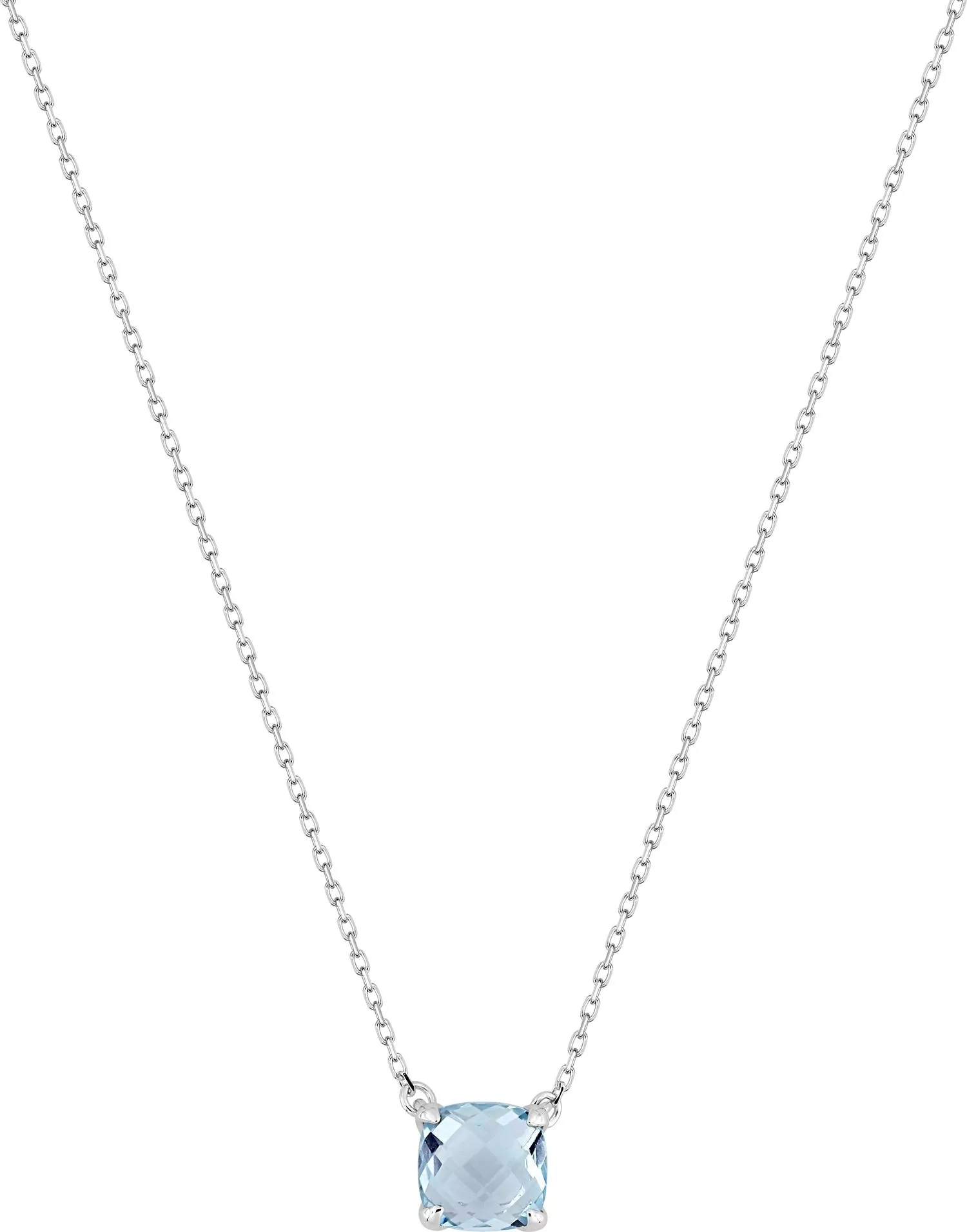 Collier Or Blanc Eucine bleu Topaze - Collier en Or 375 9k - Bijoux en Vogue