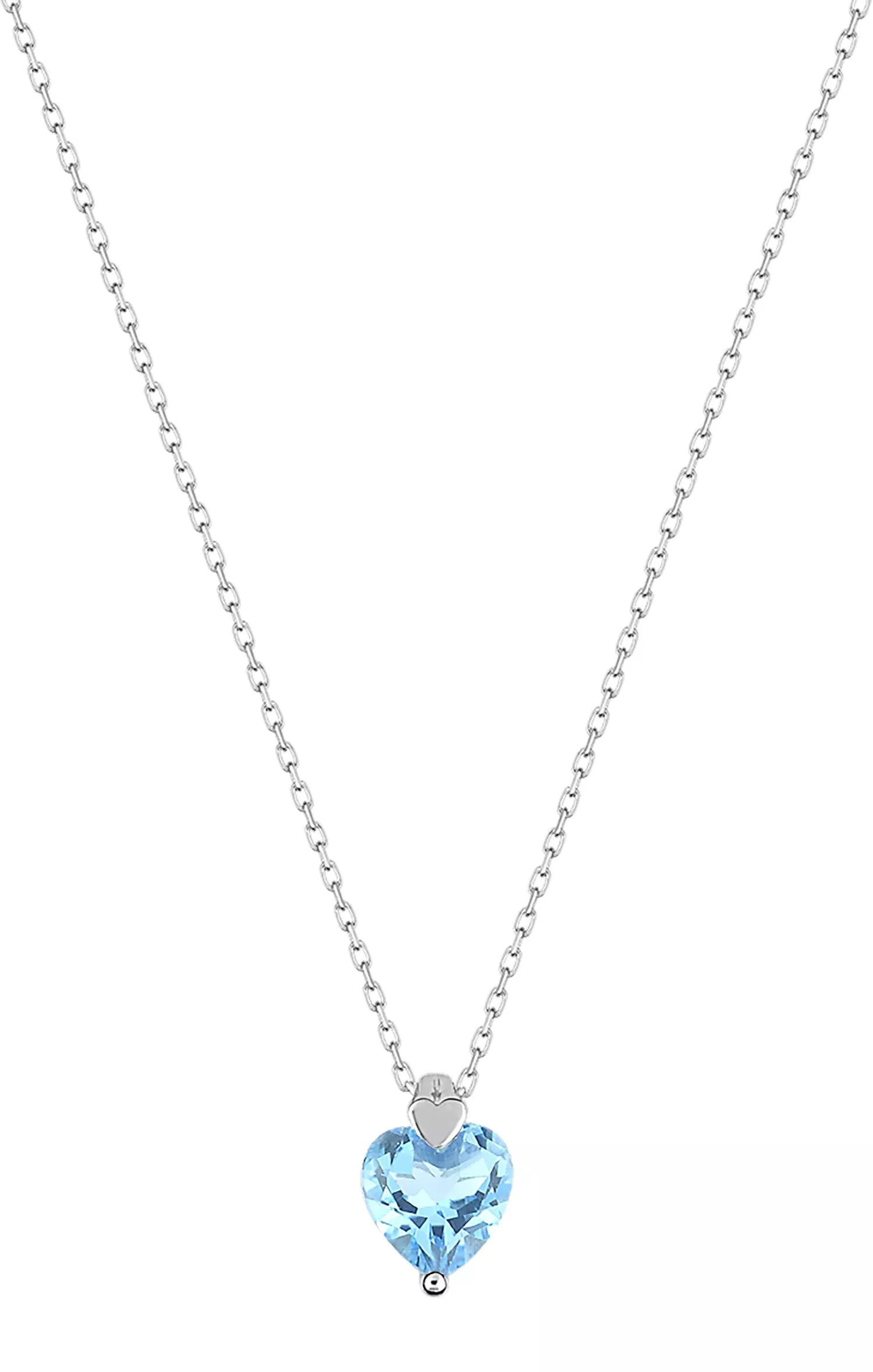 Collier Or Blanc Narredine bleu Topaze Coeur - Collier en Or 375 9k - Bijoux en Vogue