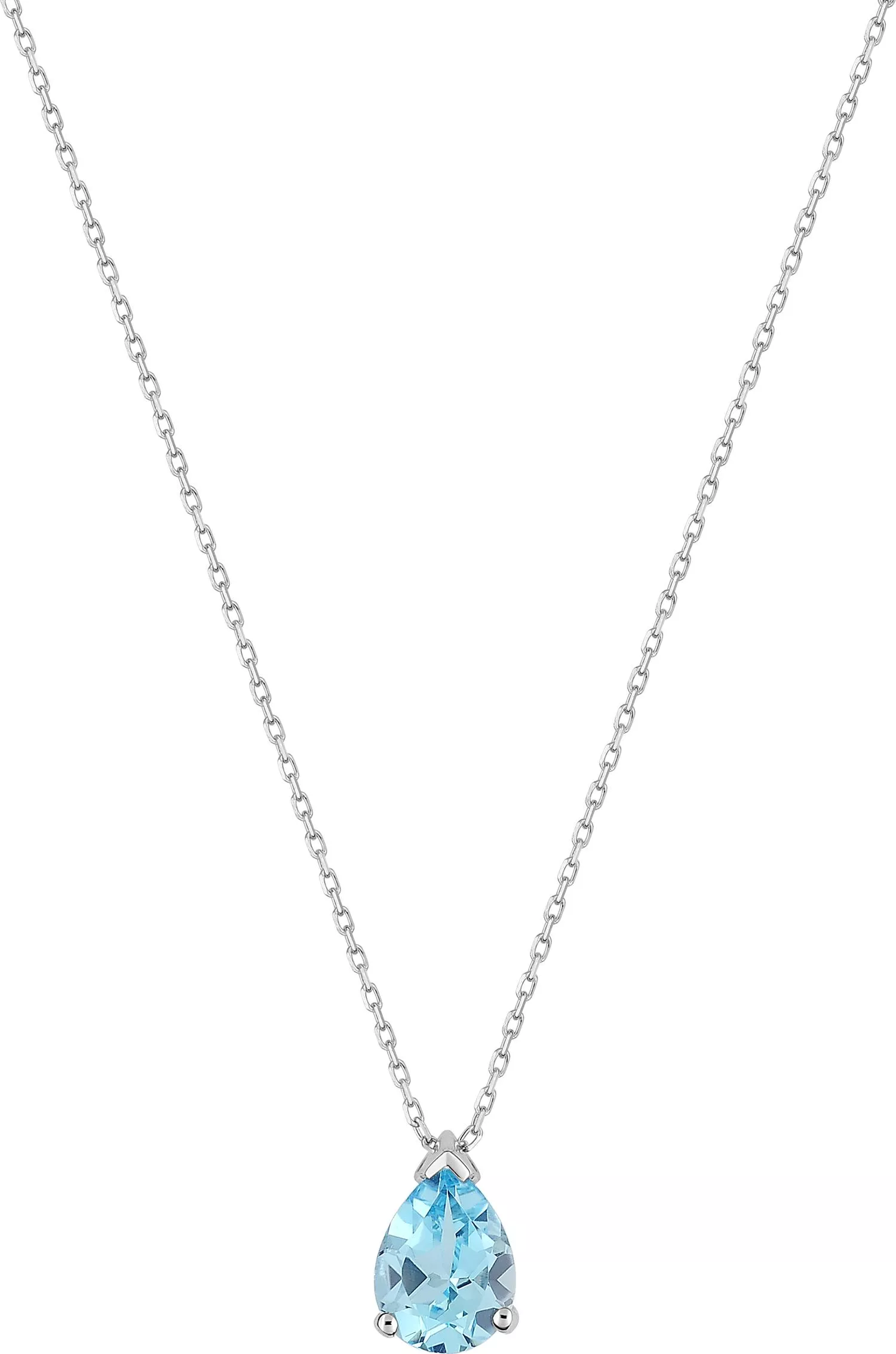 Collier Or Blanc Lancuntra bleu Topaze - Collier en Or 375 9k - Bijoux en Vogue