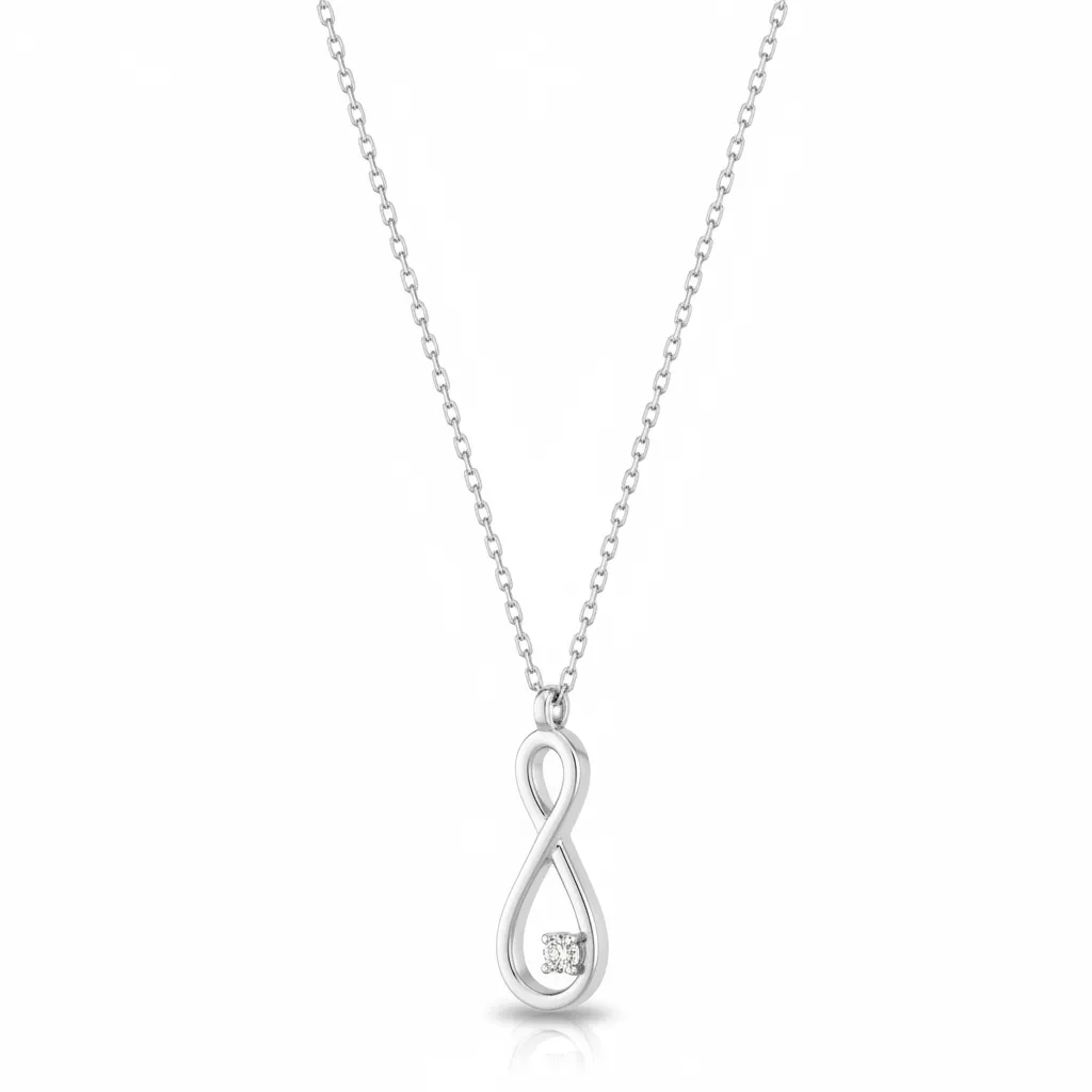 Collier Or Blanc Sajida Zirconium Infini - Collier en Or 375 9k - Bijoux en Vogue