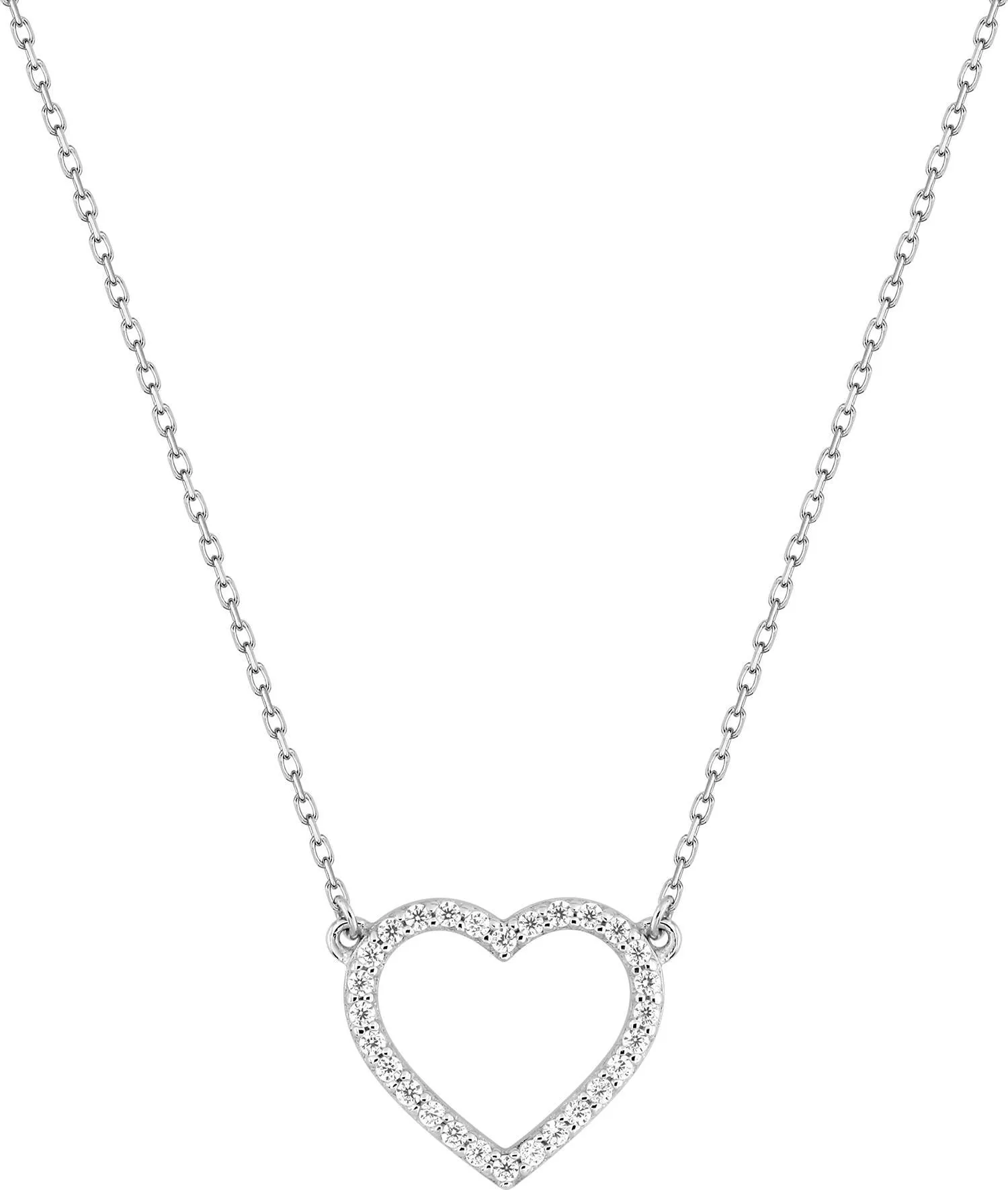 Collier Or Blanc Rivosoaniaina Zirconium Coeur - Collier en Or 375 9k - Bijoux en Vogue