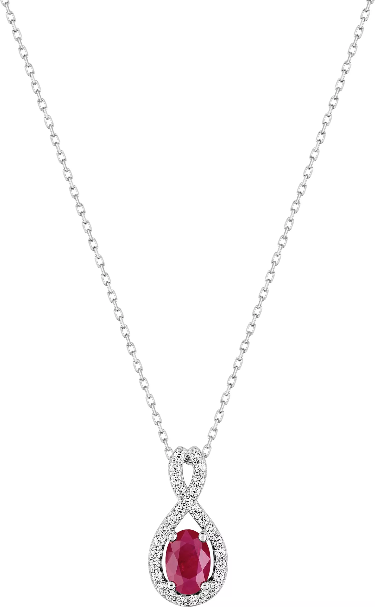 Collier Or Blanc Lohra Zirconium Rubis Infini - Collier en Or 375 9k - Bijoux en Vogue