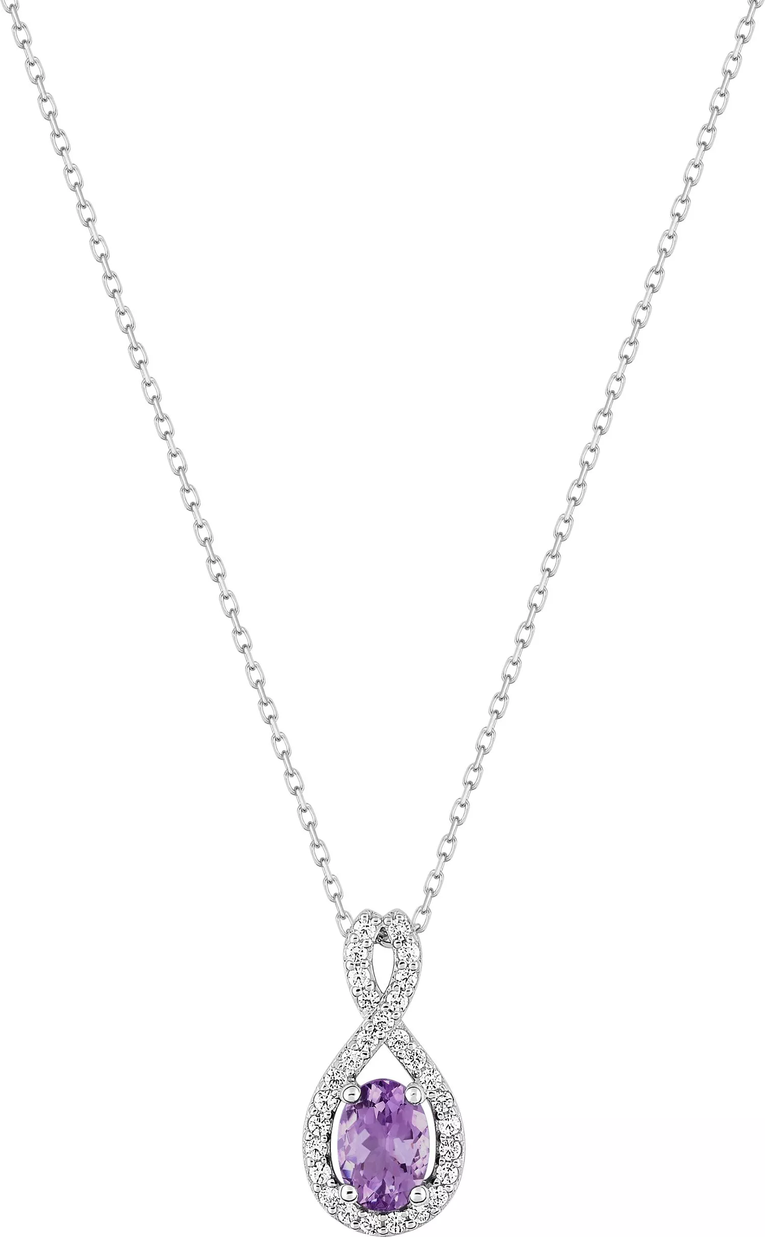 Collier Or Blanc Elentheria Zirconium Améthyste Infini - Collier en Or 375 9k - Bijoux en Vogue