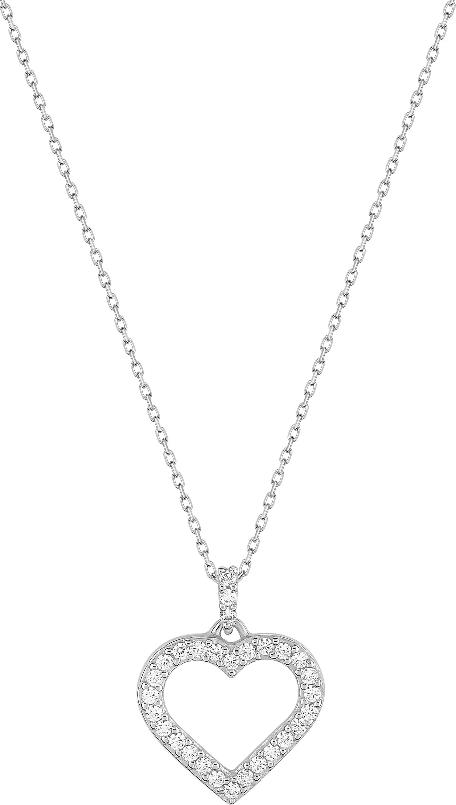 Collier Or Blanc Chemsa Zirconium Coeur - Collier en Or 375 9k - Bijoux en Vogue