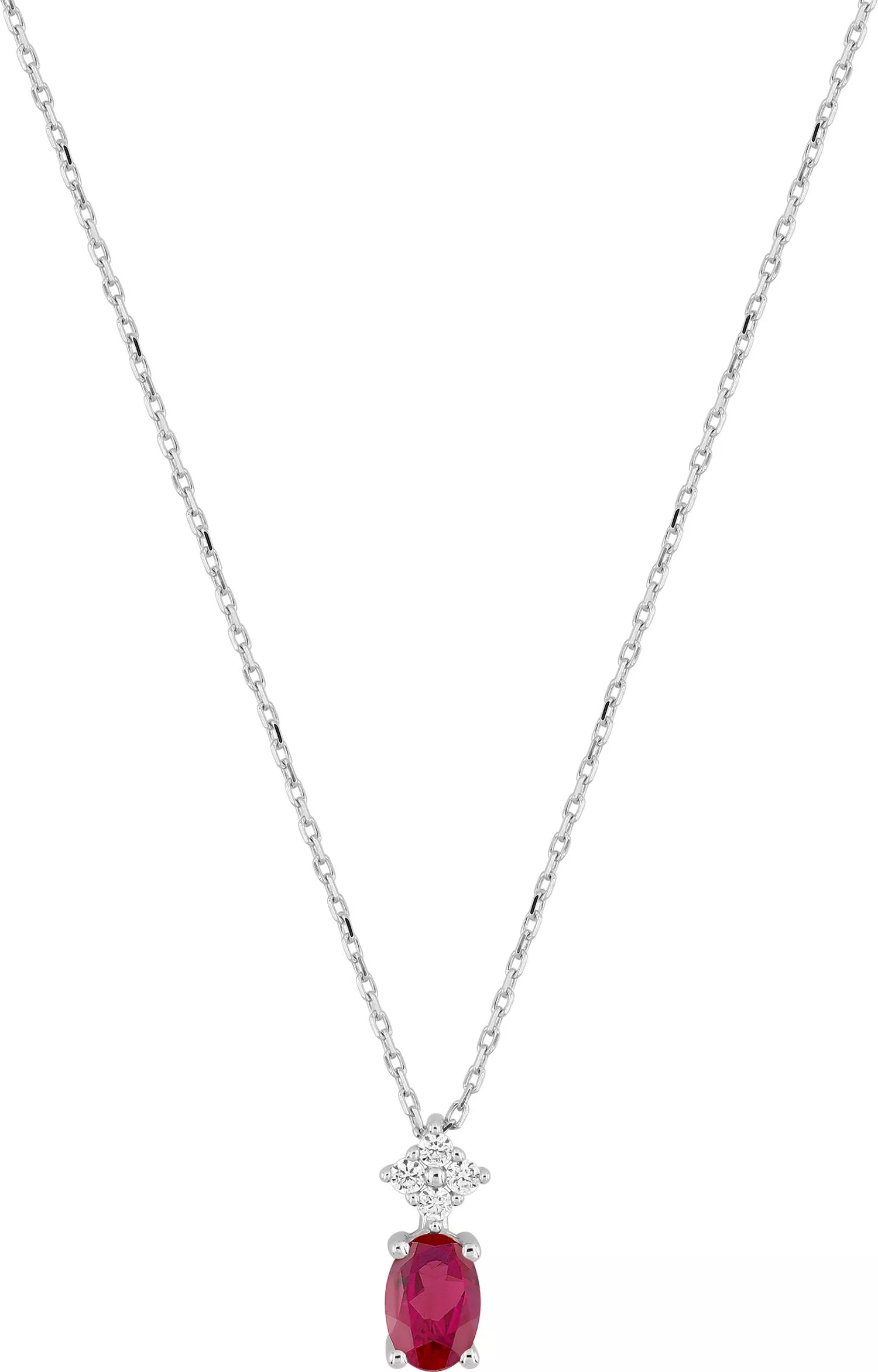 Collier Or Blanc Visine Zirconium Rubis - Collier en Or 375 9k - Bijoux en Vogue