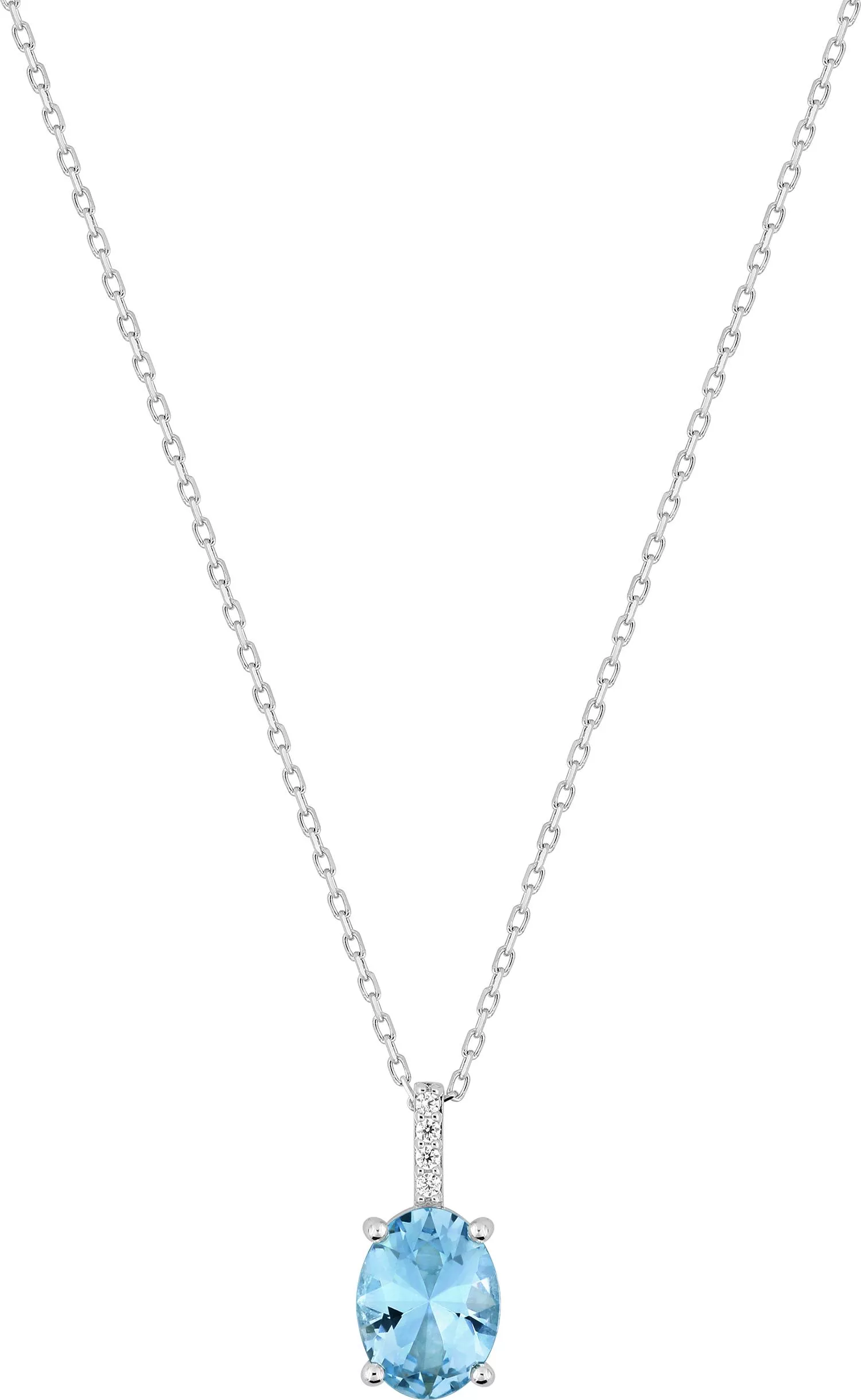 Collier Or Blanc Javeline bleu Zirconium Topaze - Collier en Or 375 9k - Bijoux en Vogue