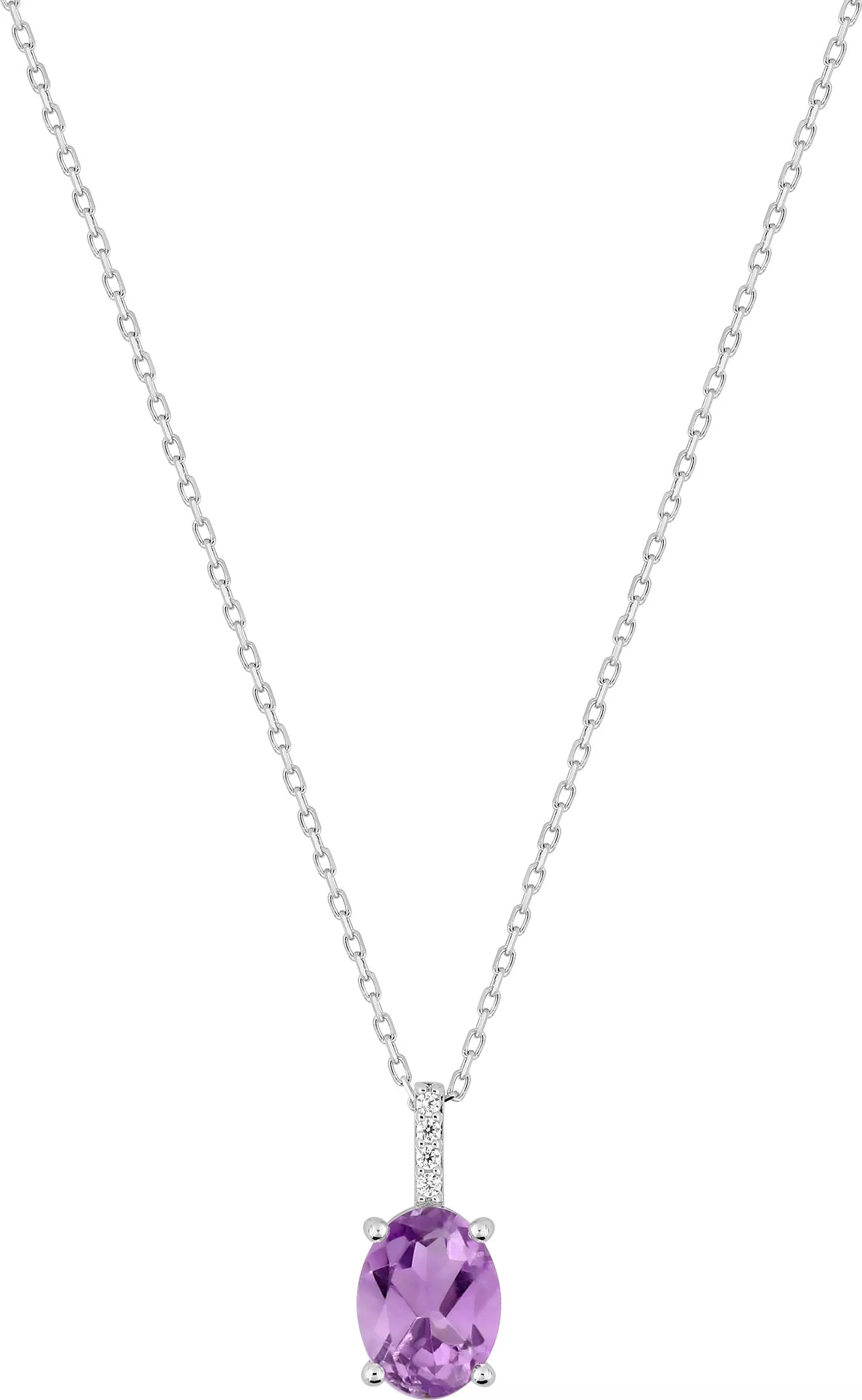 Collier Or Blanc Florica Zirconium Améthyste - Collier en Or 375 9k - Bijoux en Vogue