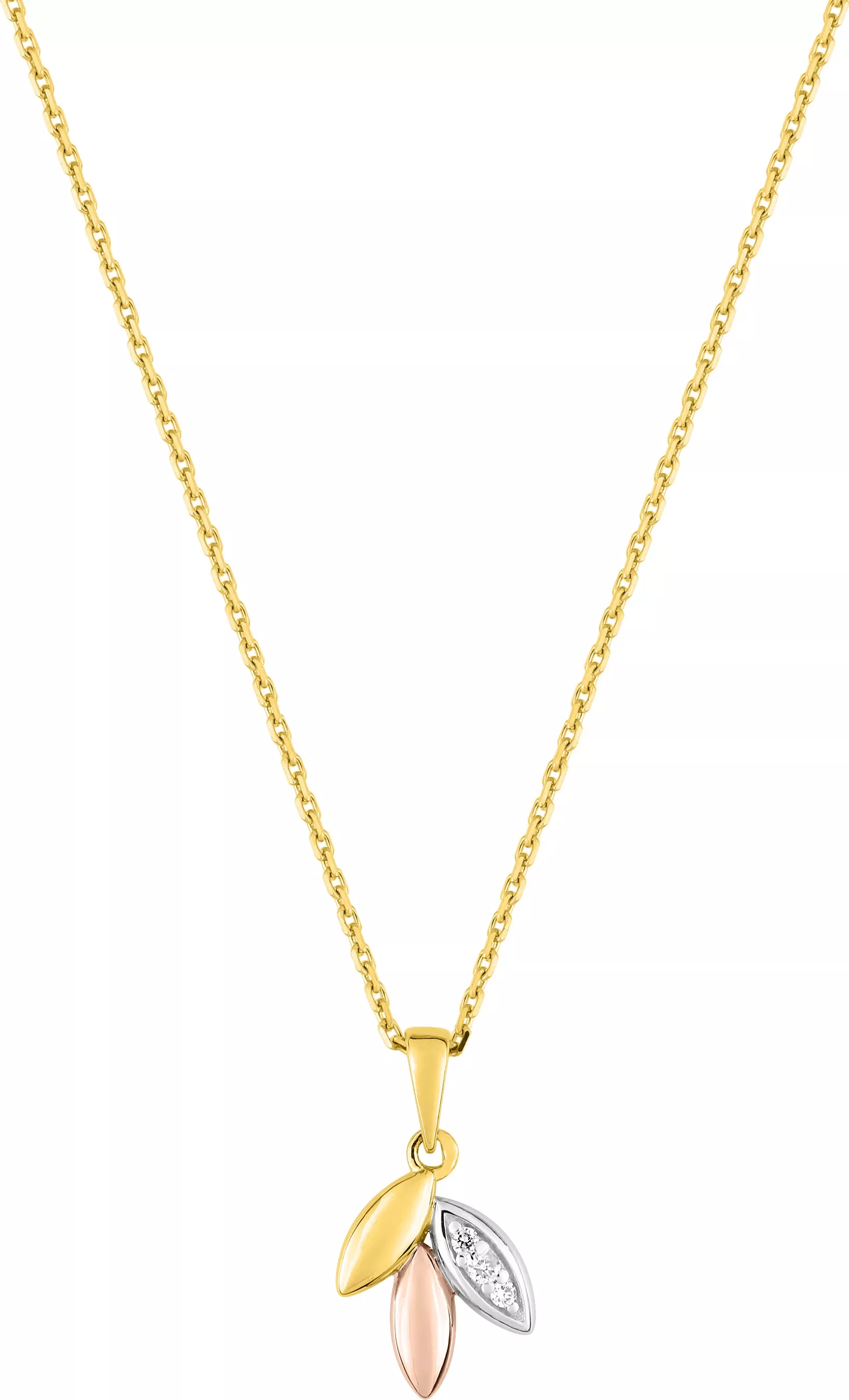 Collier Or Jaune Blanc et Rose Marynelva Diamant - Collier en Or 375 9k - Bijoux en Vogue