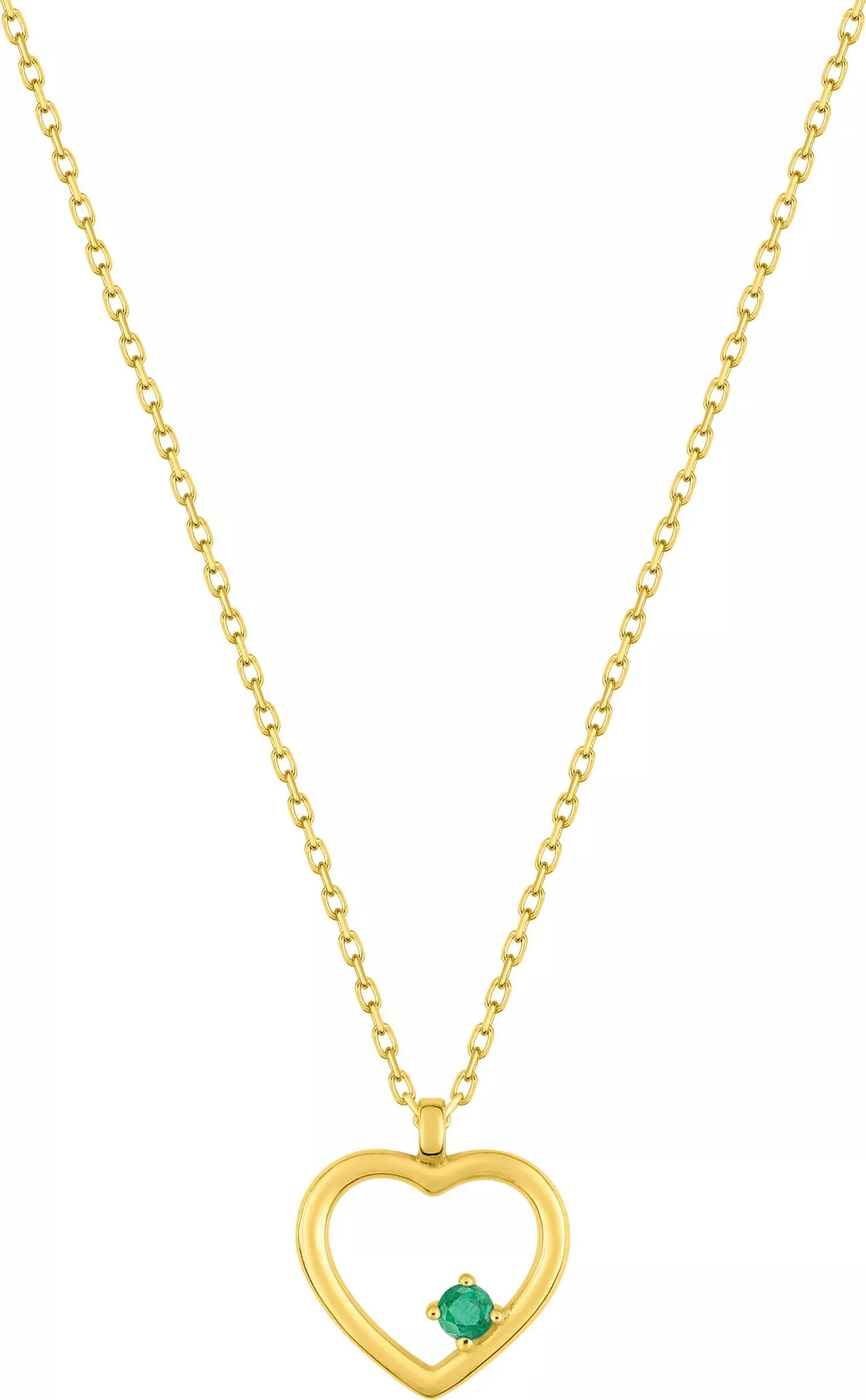 Collier Or Stamatina Emeraude Coeur - Collier en Or 375 9k - Bijoux en Vogue