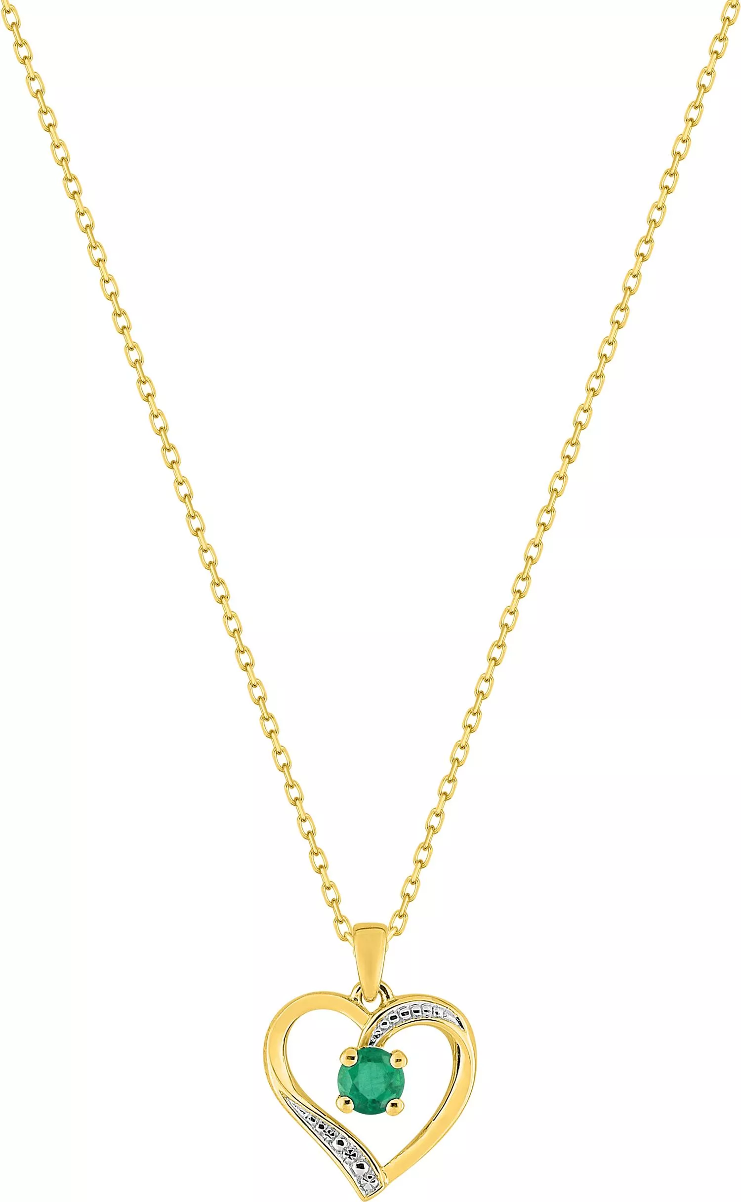 Collier Or Srecka Emeraude Coeur - Collier en Or 375 9k - Bijoux en Vogue