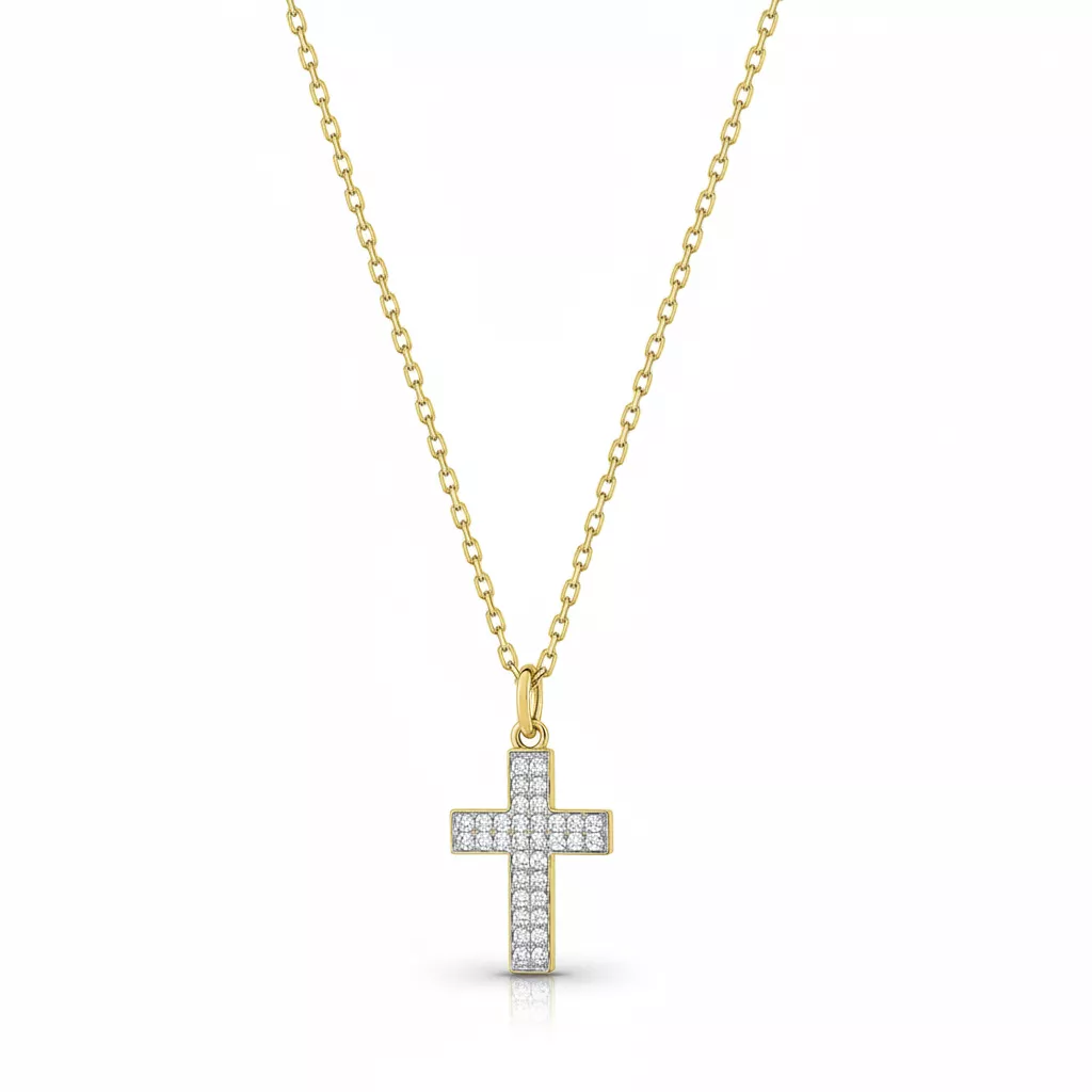 Collier Or Zirconium Croix Chrétienne - Collier en Or 375 9k - Bijoux en Vogue