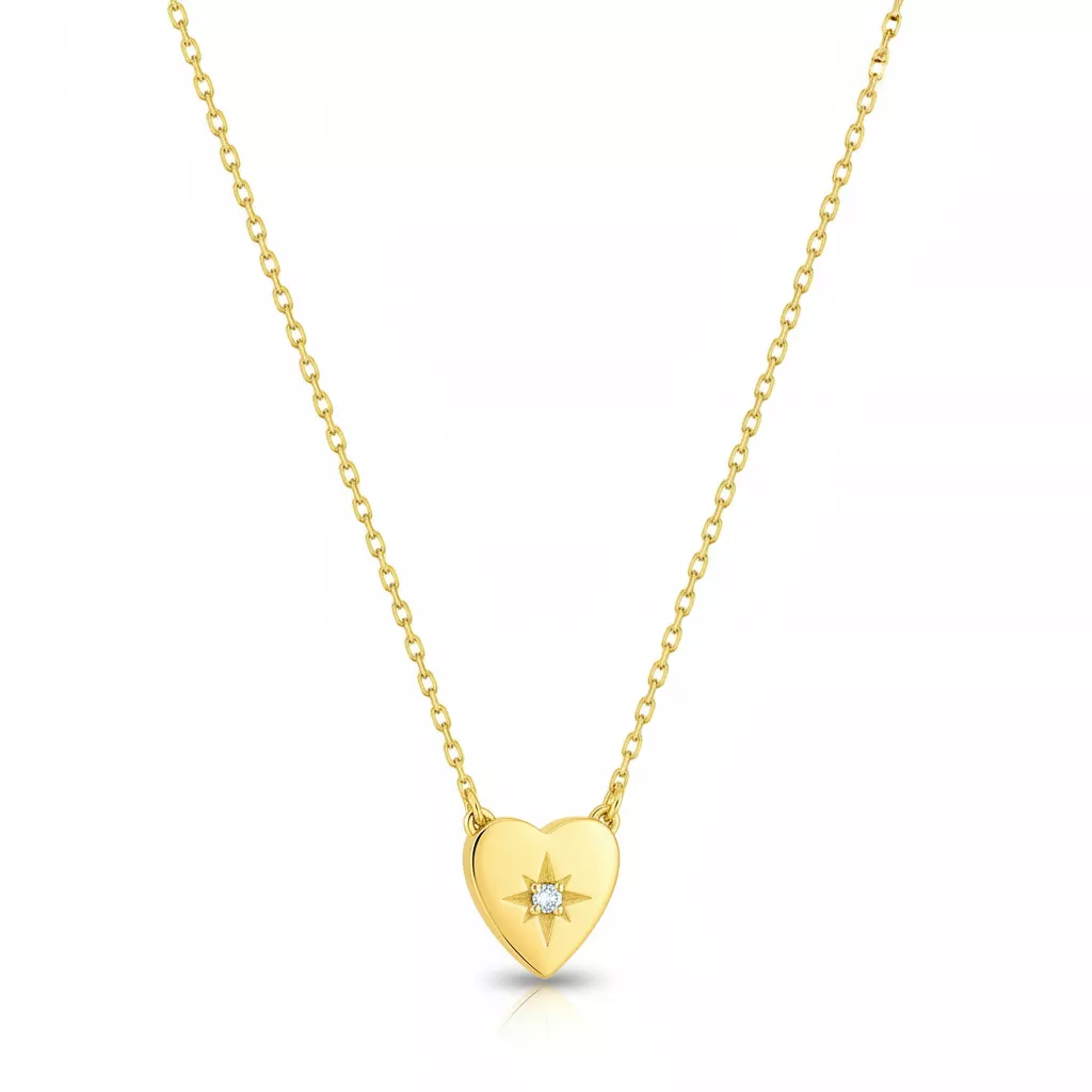 Collier Or Zirconium Federice Coeur - Collier en Or 375 9k - Bijoux en Vogue