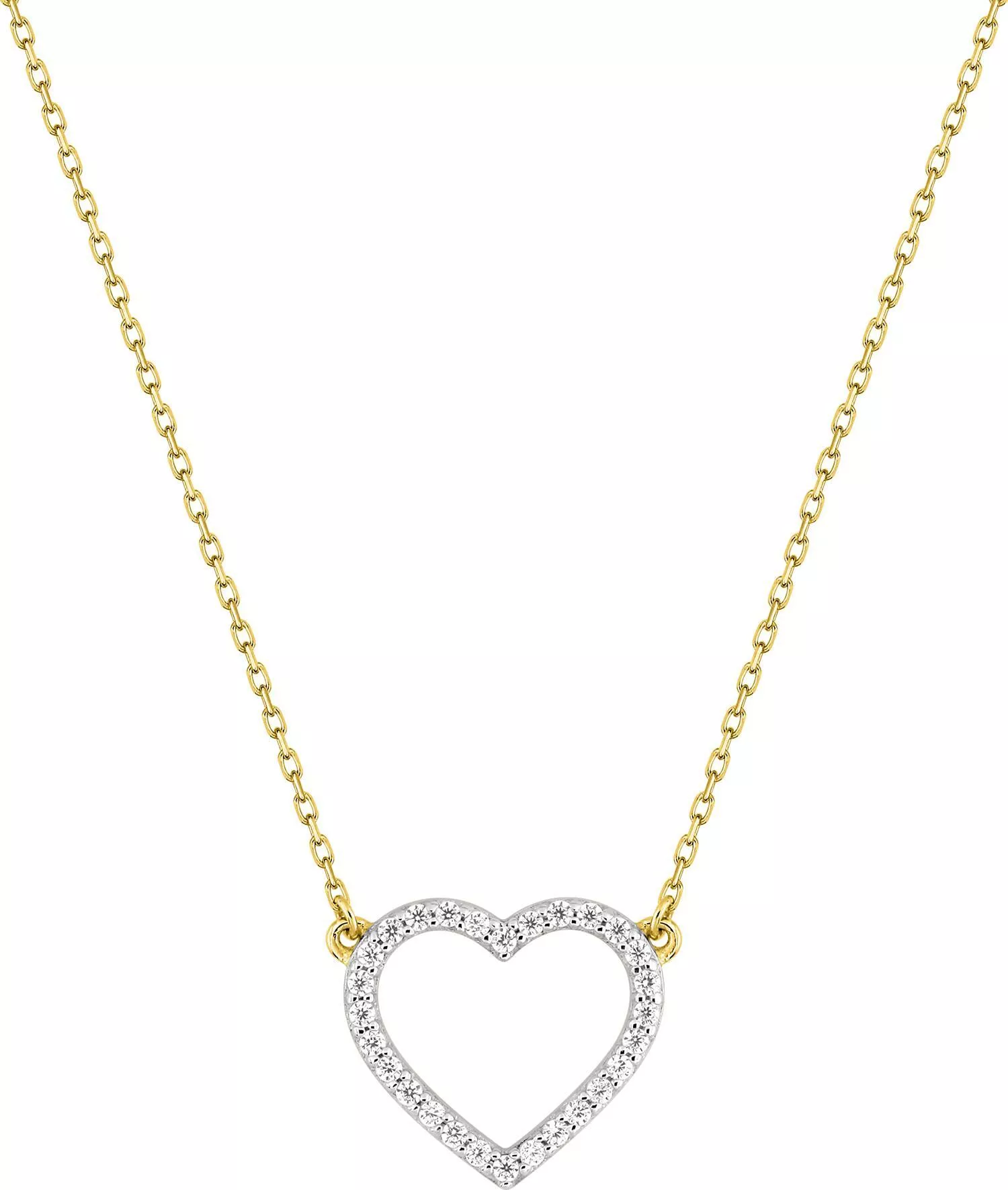 Collier Or Adjila Zirconium Coeur - Collier en Or 375 9k - Bijoux en Vogue
