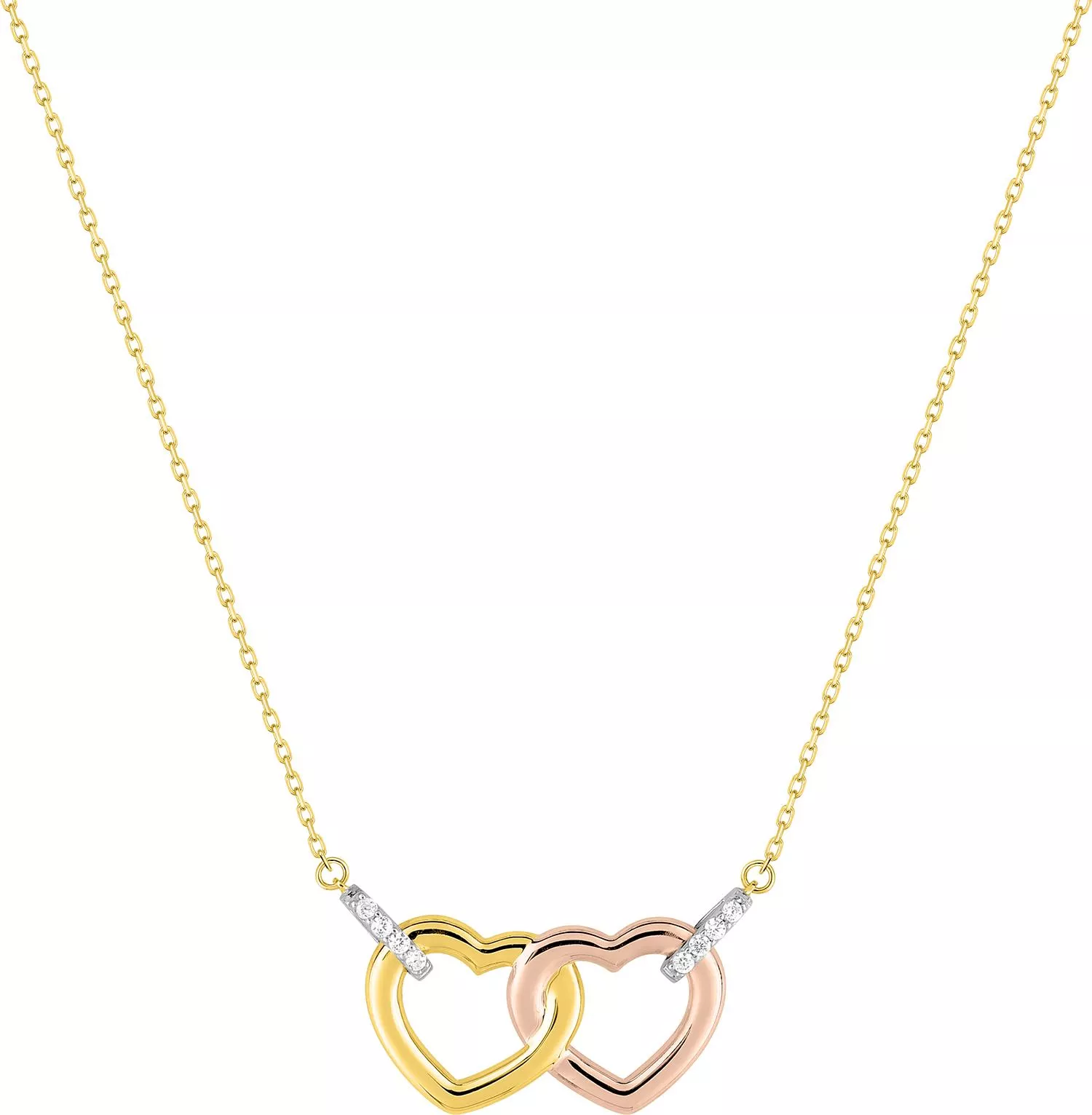 Collier Or Jaune Rose et Blanc Rahelinavalomalala Zirconium Coeur - Collier en Or 375 9k - Bijoux en Vogue
