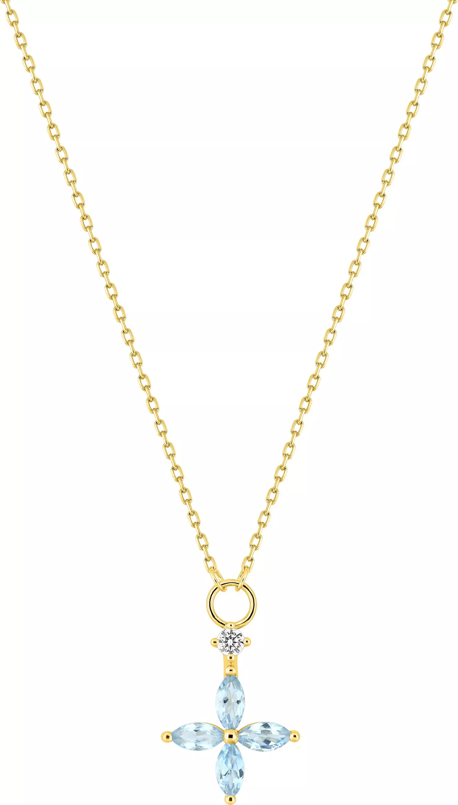 Collier Or Cyrillina bleu Zirconium Topaze - Collier en Or 375 9k