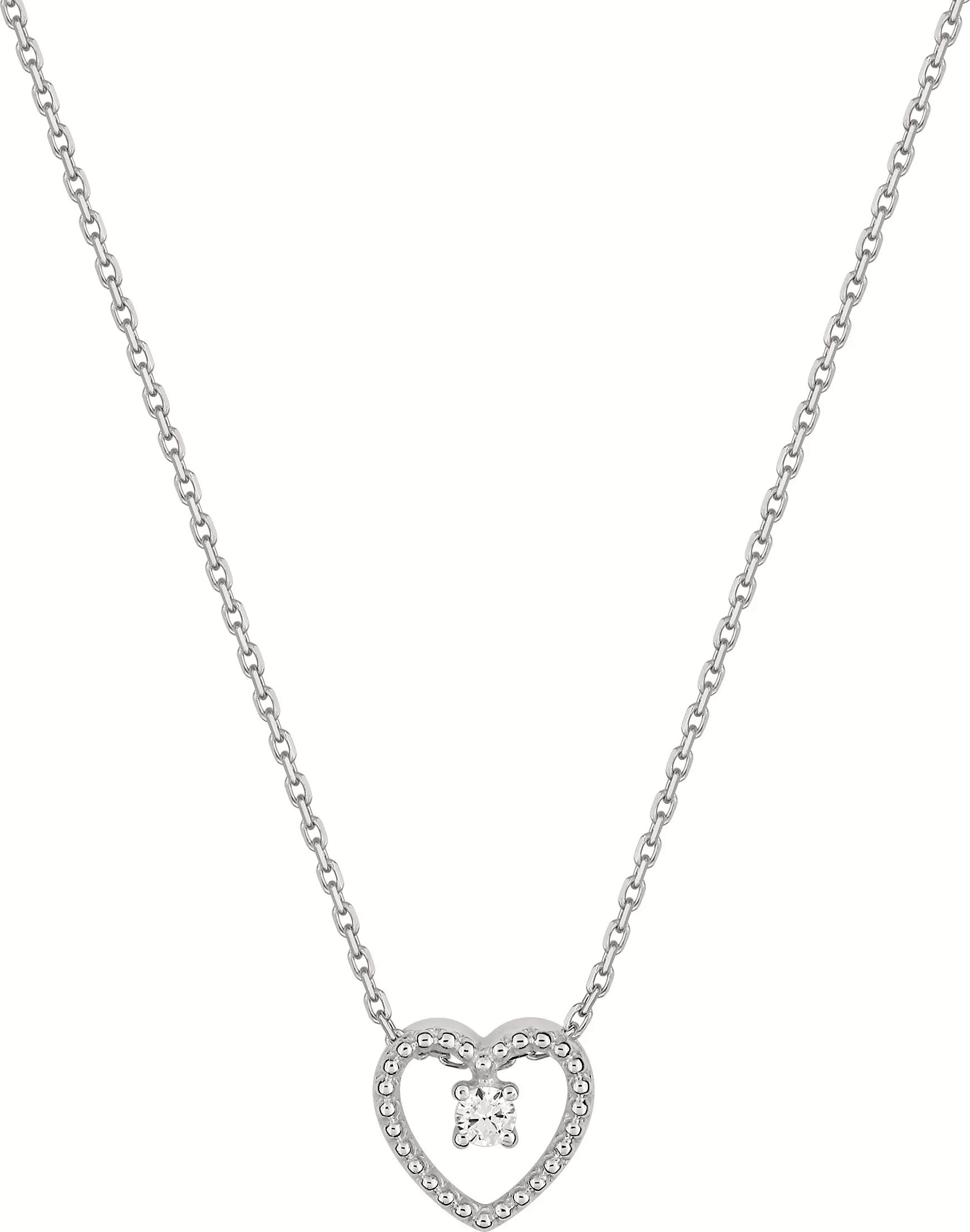 Collier Or Blanc Dayananda Diamant Coeur - Collier en Or 750 18k - Bijoux en Vogue