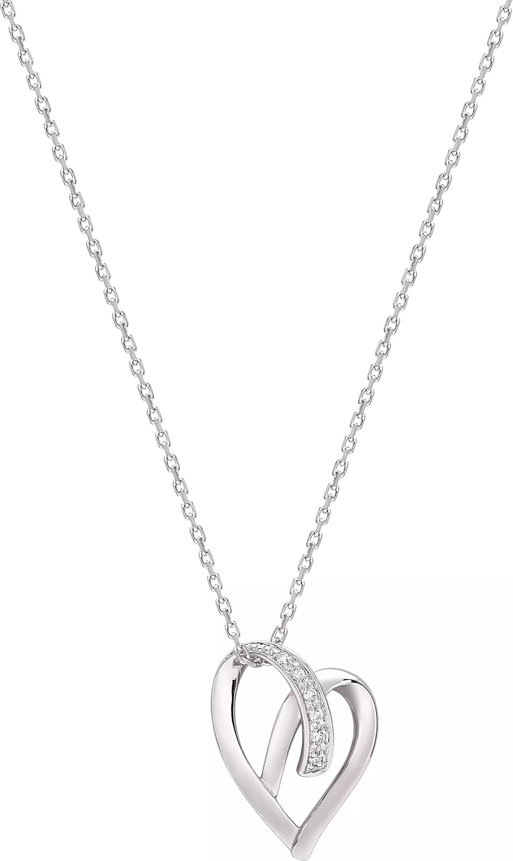 Collier Or Blanc Cynderella Diamant Coeur - Collier en Or 750 18k - Bijoux en Vogue