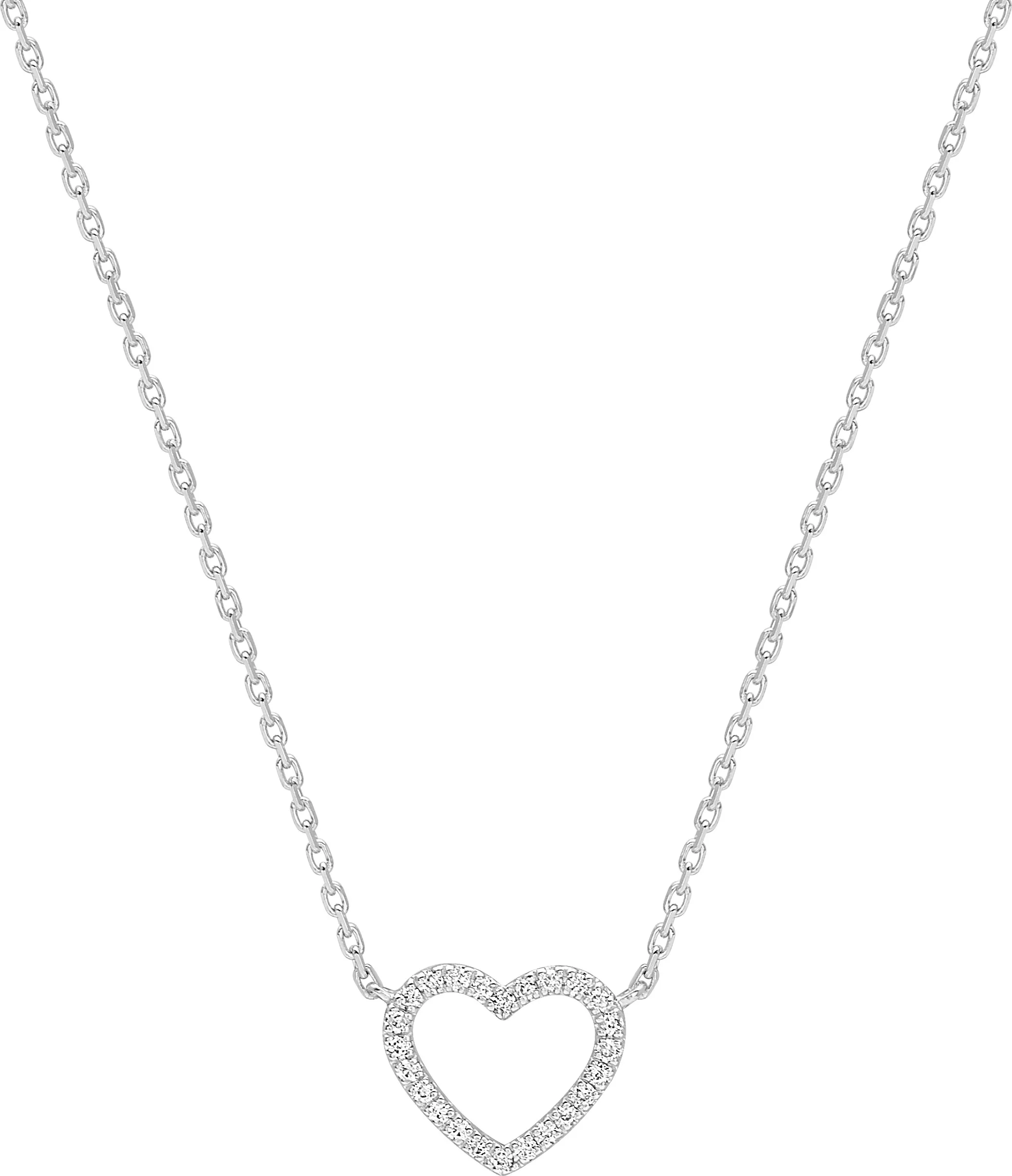 Collier Or Blanc Chaomei Diamant Coeur - Collier en Or 750 18k - Bijoux en Vogue