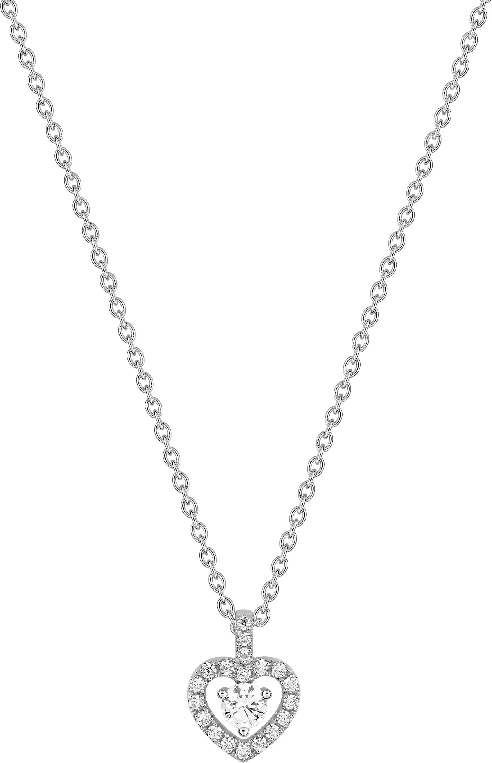 Collier Or Blanc Darie Diamant Coeur - Collier en Or 750 18k - Bijoux en Vogue